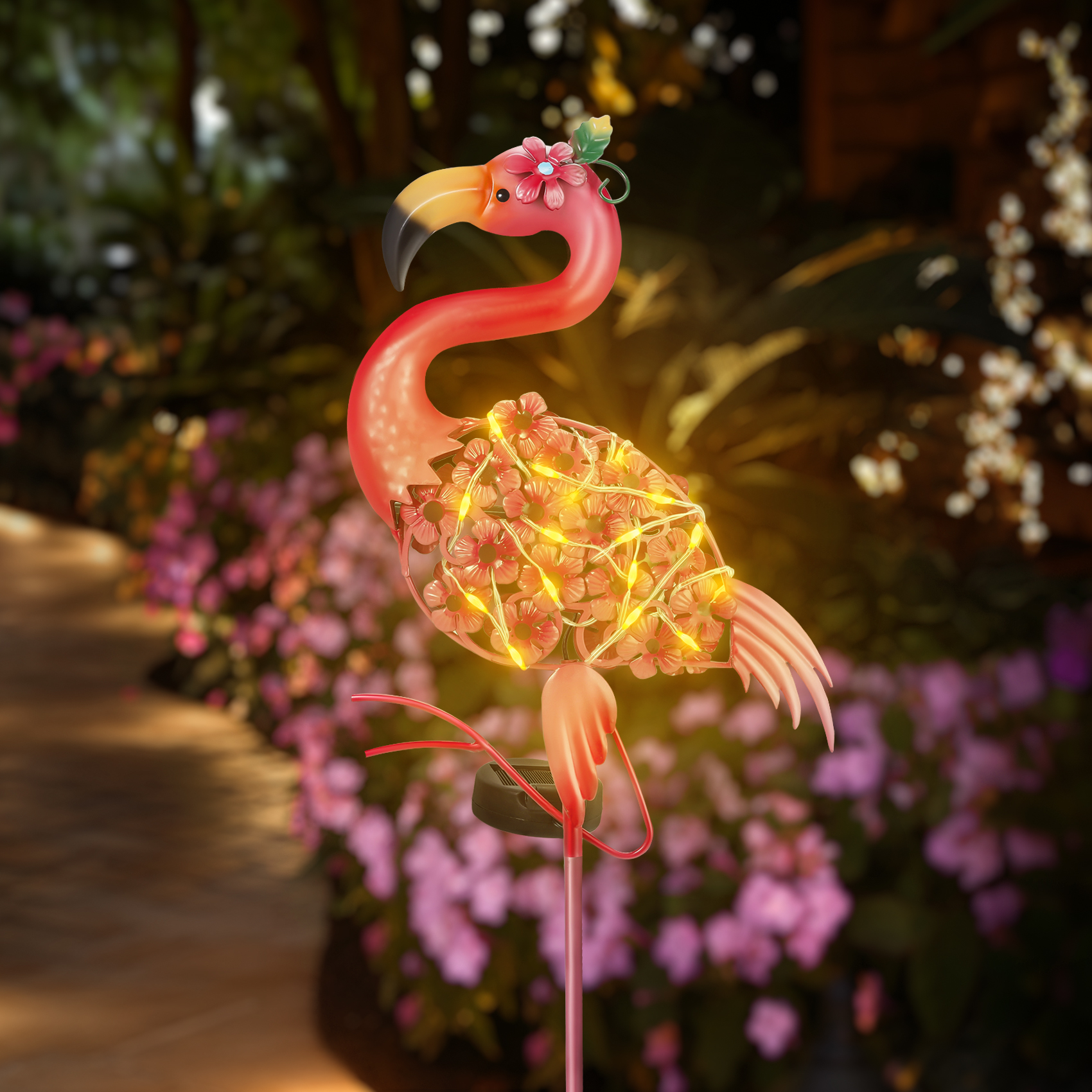thumbnail video image 2 of Solar Flamingo Lights,Solar Garden Lights Outdoor Stake Metal Flamingo Lights,Waterproof Decorative Landscape Ground Lamp for Garden Park Pathway Lawn Patio Courtyard Decorations(Warm White), 2 of 7