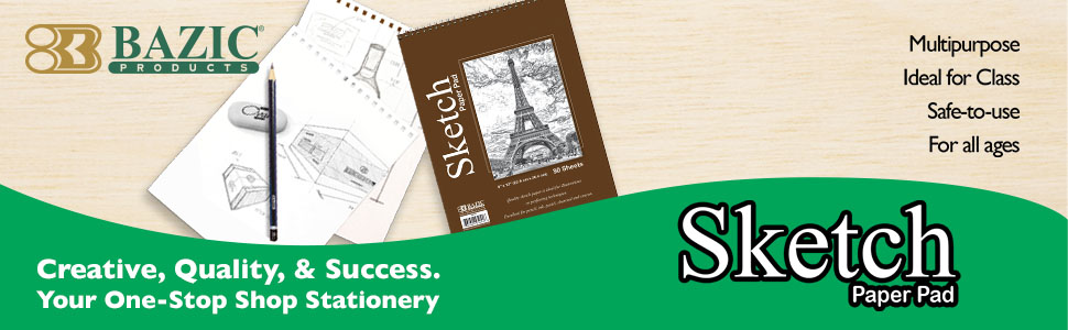 thumbnail video image 2 of BAZIC Sketch Pad 30 Sheets 9" X 12" Top Spiral Sketchbook Drawing Pads, 1-Pack, 2 of 8