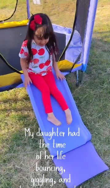 thumbnail video image 2 of 7ft Kids Trampoline with Slide, Small Toddler Trampoline with Ladder for Kids, SEGMART Indoor Outdoor Trampoline with Enclosure Net, Spring Pad for Backyard, 2 of 7