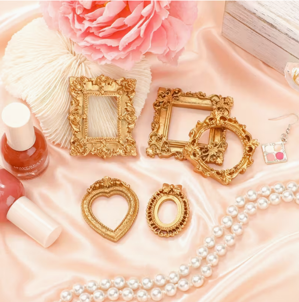 thumbnail video image 2 of 100 Pcs Mini Gold Picture Frames, Vintage Resin Photo Frame Set with Assorted Shapes, Small Decorative Frames for Jewelry Display, Photography Props, DIY Crafts, Gift Supplies, 2 of 8