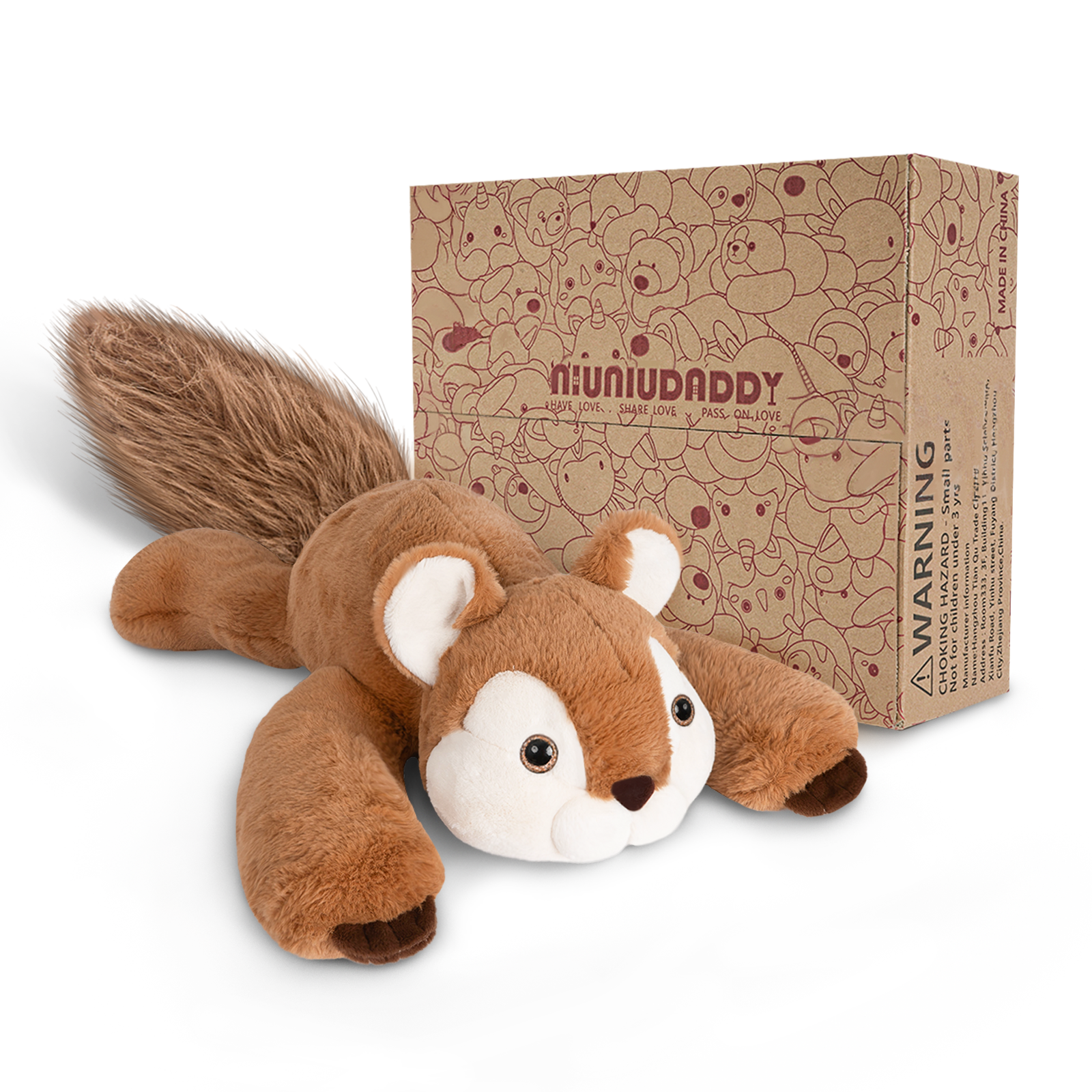 thumbnail video image 2 of Niuniu Daddy Weighted Squirrel Stuffed Animals 20"Large Plush Toy,3.3lb Giant Weighted Squirrel Plushie Body Pillow with Soft Faux Fur, Birthday Gift for Baby, Kids & Adults, 2 of 14
