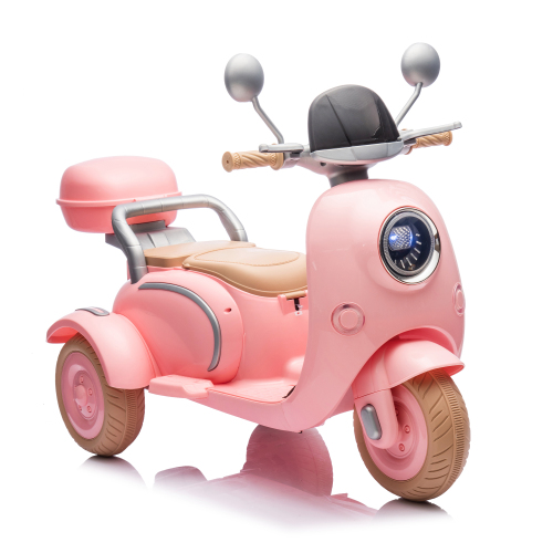 thumbnail video image 2 of 12V Electric Motorcycle for Kids, 2 Seater Battery Power Ride on Motorcycle Toys with Slow Start, LED, Music, USB, 3 Wheel Electric Motorcycle for Boy Girl Birthday Gift, Pink, 2 of 7
