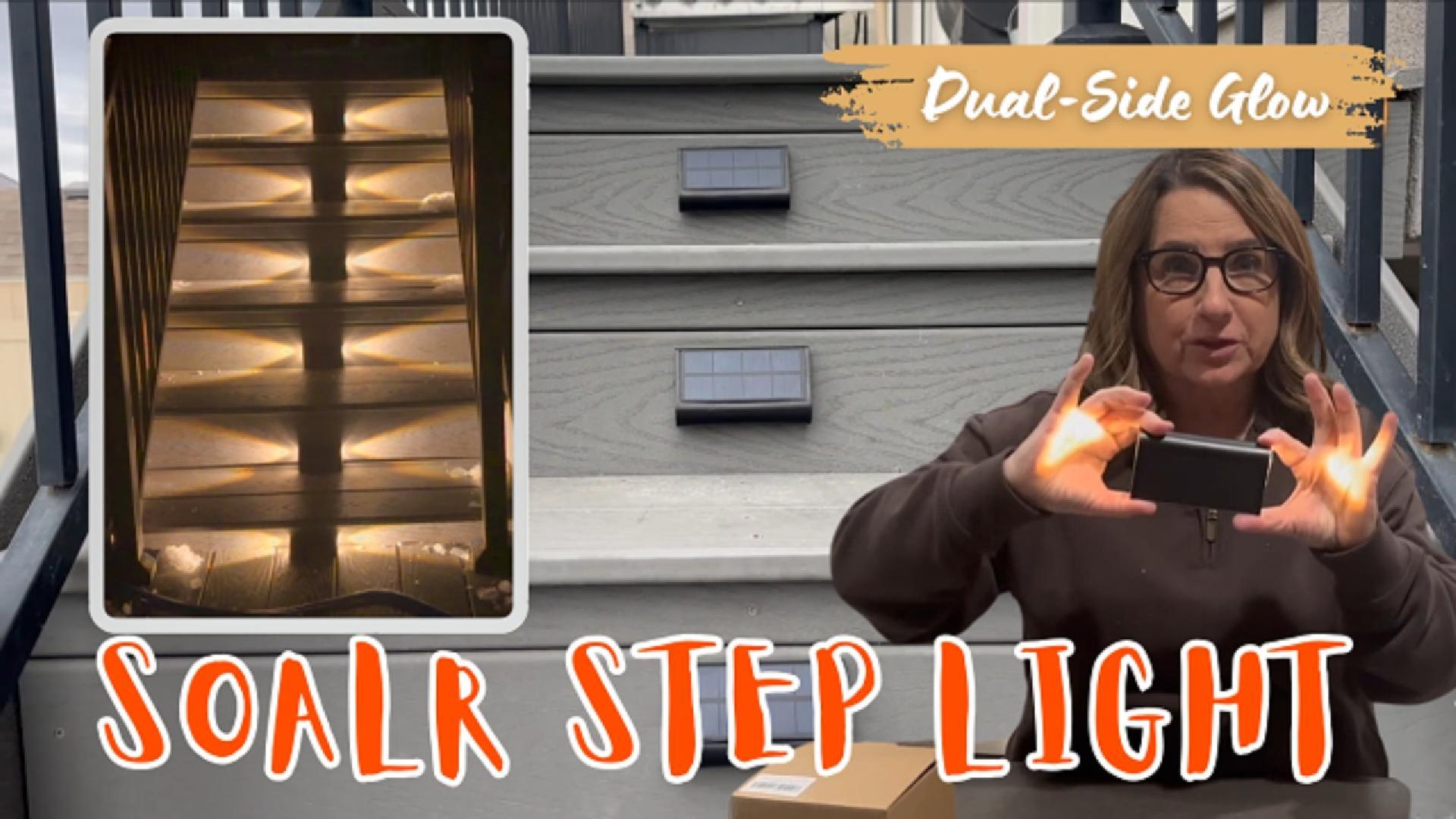 thumbnail video image 2 of Yinghao 12 Pack Solar Powered Stair Lights Outdoor Waterproof Lamp for Deck Step Safety Outside Decorative LED for BackYard, Porch Step, Walkway, Garden, Pool, Easy Installation & Enhanced Ambiance, 2 of 9