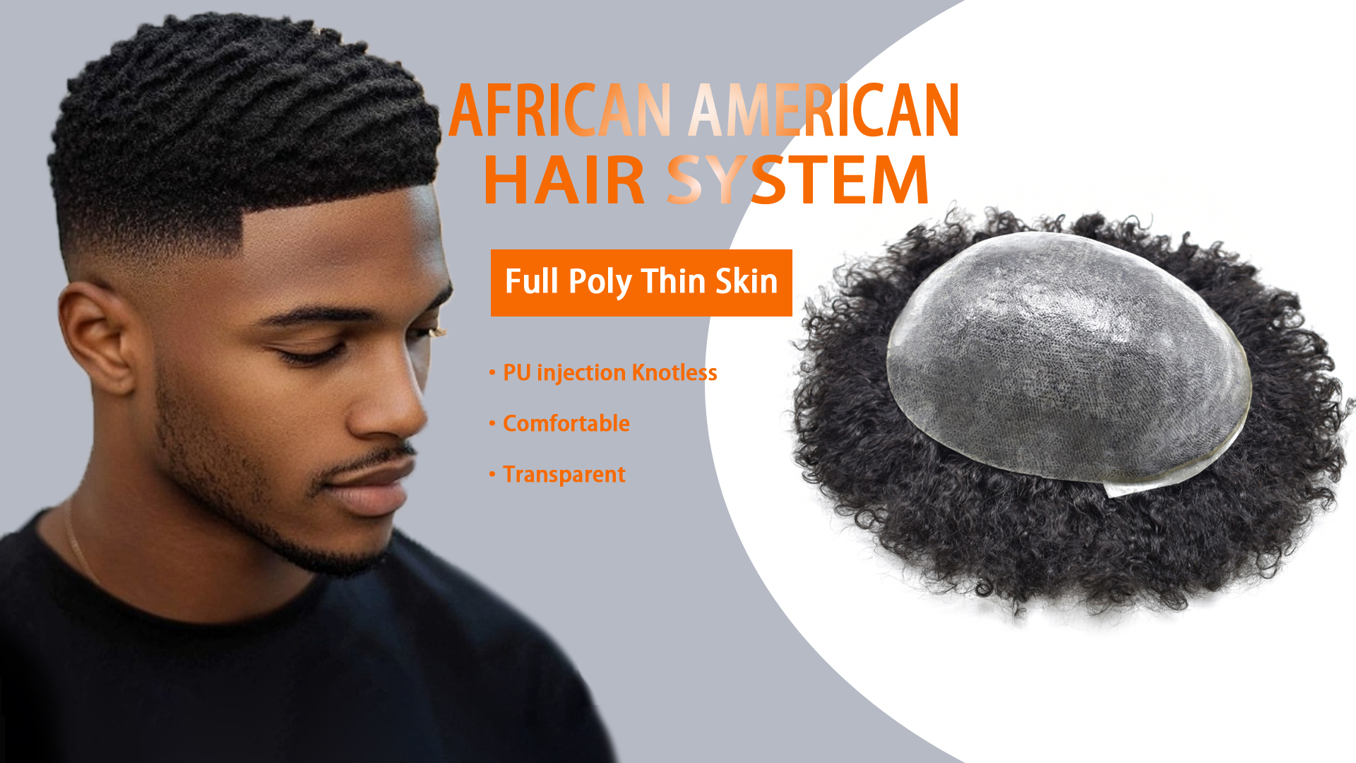 thumbnail video image 2 of Toupee for Men Brazilian Human Hair Replacement System Curly Wave Hair Units for Man Full PU Mens Toupee Male Hair Prosthesis, 2 of 9