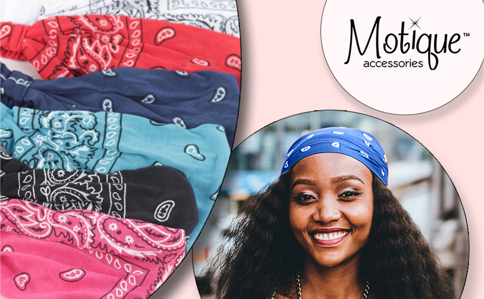 thumbnail video image 2 of Motique Accessories Wide and Stretchy Bandana Headwrap Great for Yoga, 2 of 3