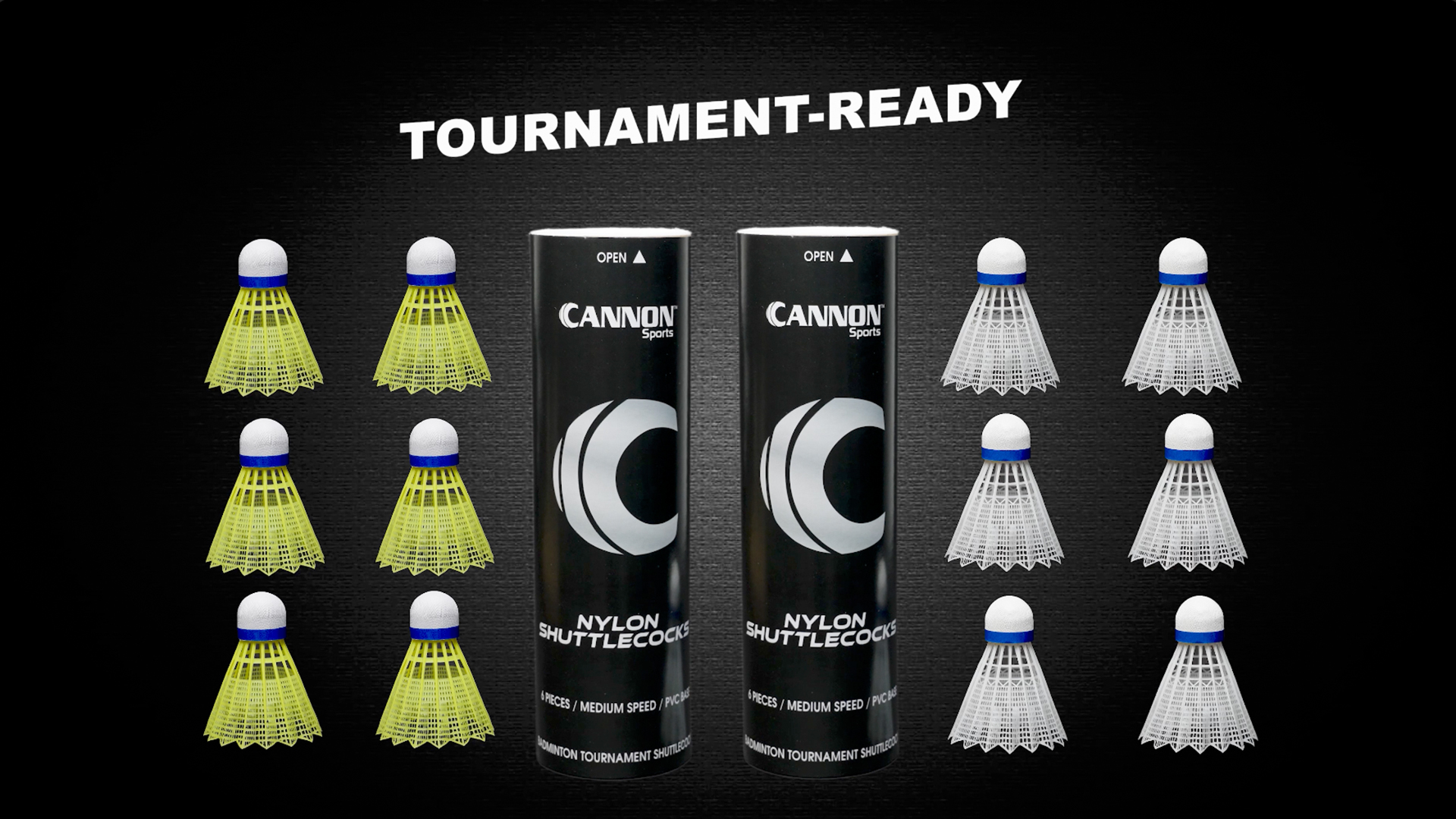 thumbnail video image 2 of Cannon Sports Badminton Shuttlecocks – Medium Speed Nylon Badminton Birdies – Durable Plastic Shuttlecocks for Indoor Outdoor Badminton (White, 6 Pack), 2 of 4