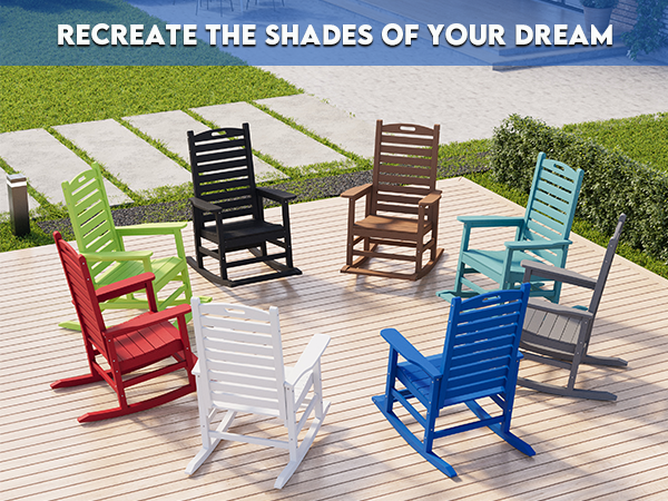 thumbnail video image 2 of AreShark Oversized Rocking Chair Set of 4 Outdoor, HDPE PolyRocking Chair, All Weather Porch Rocker for Deck Patio Balcony, 380lbs, Red, 2 of 10