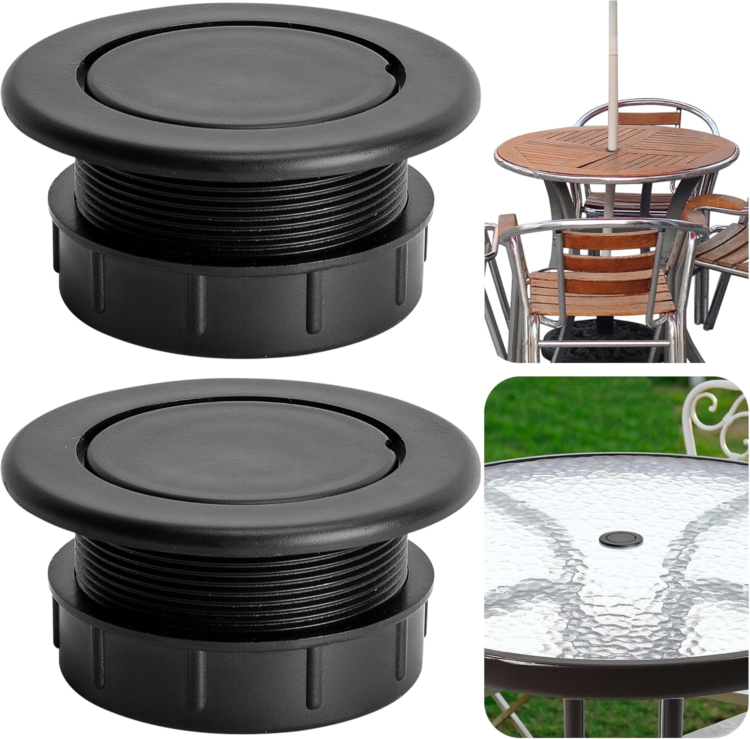 thumbnail video image 2 of Ebaokuup 2-Pack 2" Patio Table Umbrella Hole Ring Plug Set for Outdoor Tables, 2 of 8