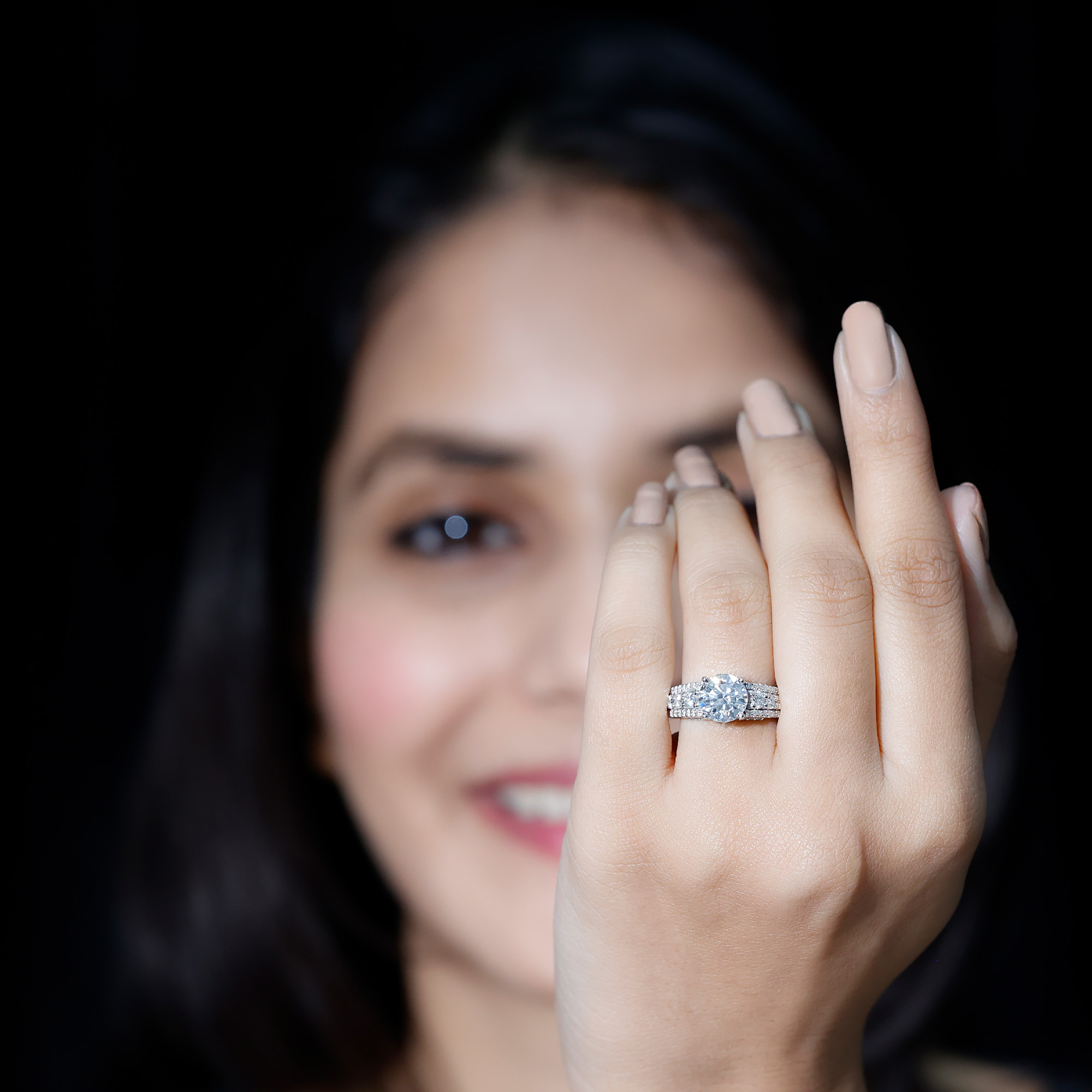 thumbnail video image 2 of Certified Moissanite Solitaire Engagement Ring with Side Stones, Statement Ring, 18K Yellow Gold, US 3.50, 2 of 9