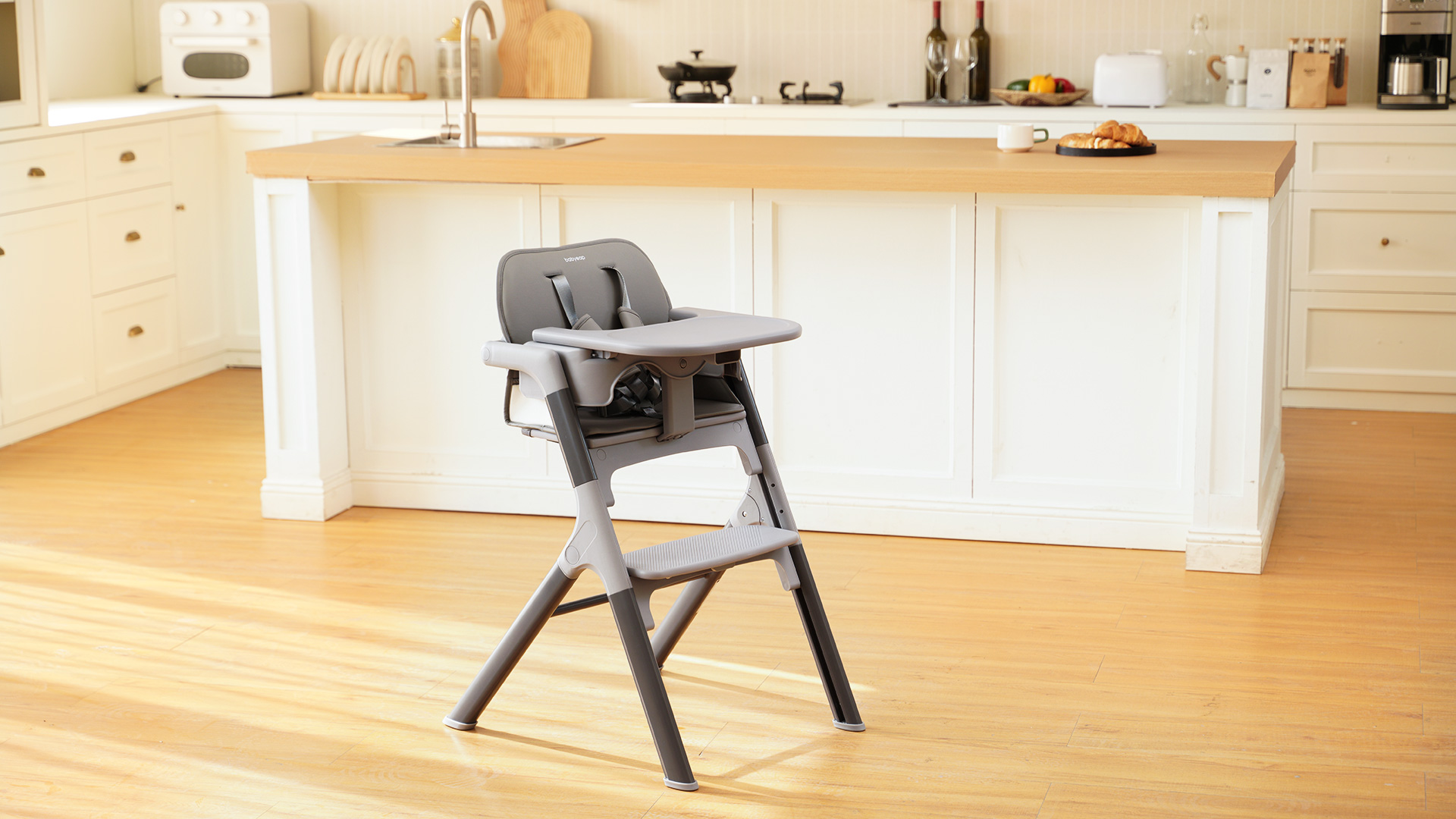 thumbnail video image 2 of Babyeap 4in1 Convertible Baby High Chair, Transitions from Baby to Adult Stool, 8-Level Adjustable, Foldable, Removable Tray, Gray, 2 of 13