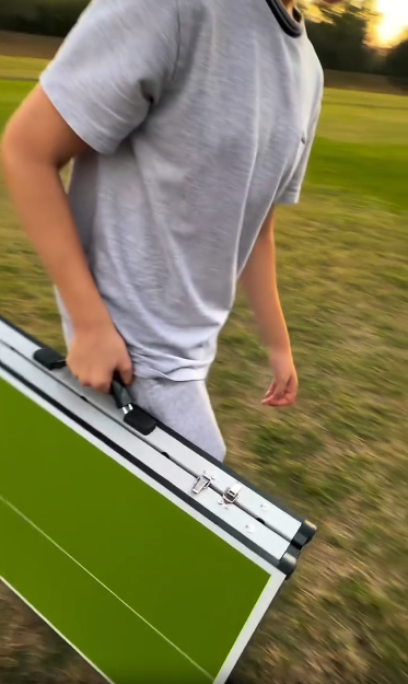 thumbnail video image 2 of Outdoor Ping Pong Table, SEGMART 5FT Mid-Size Table Tennis Game Set, Indoor Outdoor Portable Table Tennis Game with Net, 2 Table Tennis Paddles and 3 Balls, 2 of 9