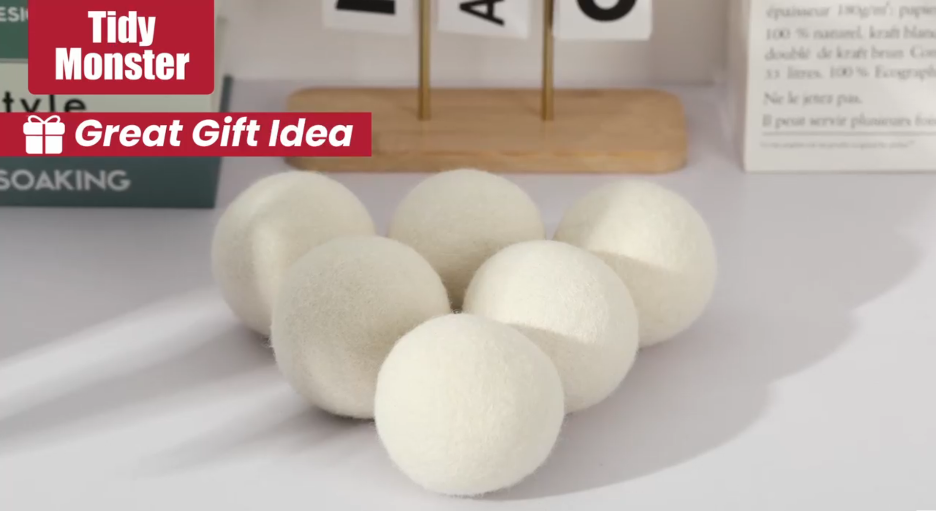 thumbnail video image 2 of 6 Pack All Natural Organic Wool Dryer Balls XL Size - Reusable Chemical Free Natural Fabric Softener, Anti Static, Reduces Clothing Wrinkles and Saves Drying Time-Bonison, 2 of 10