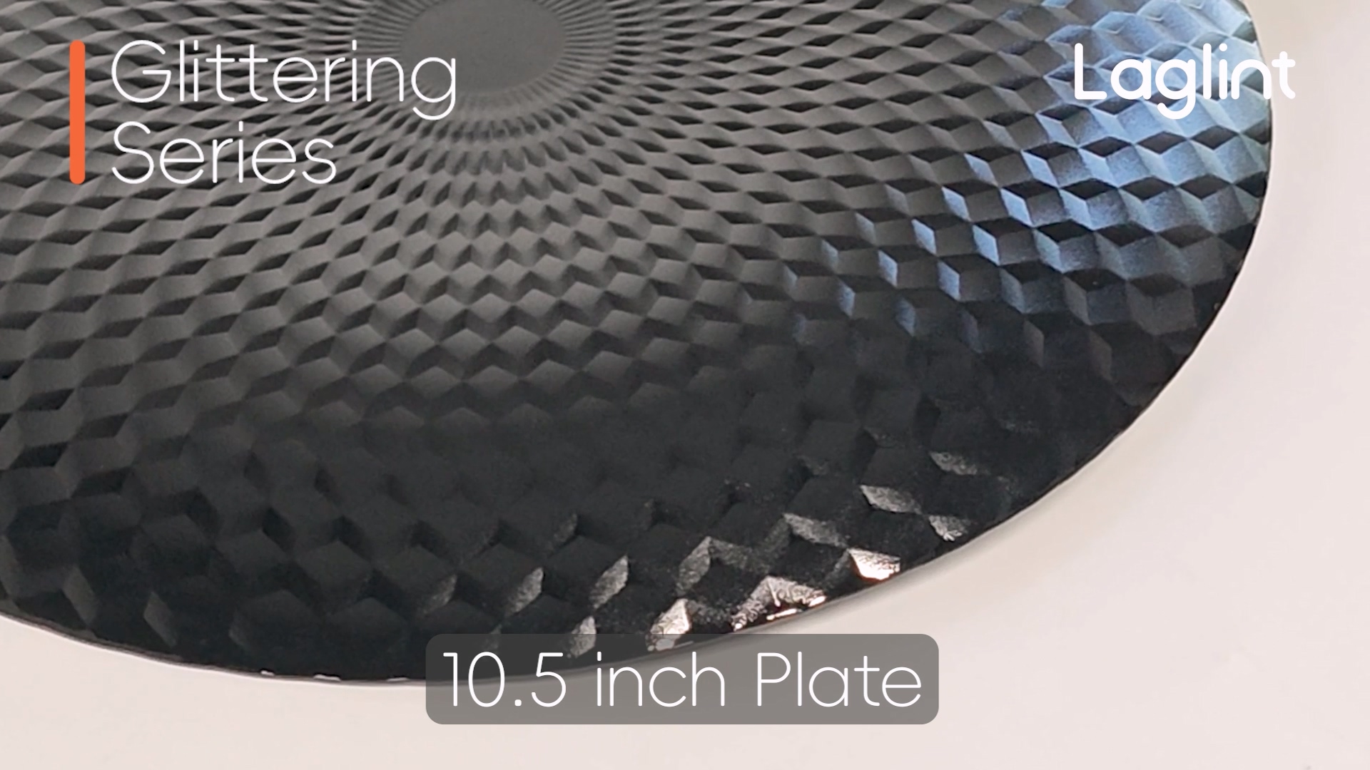 thumbnail video image 2 of LaGlint 10.5 inch Dinner Plate Set of 6, Round Opal Glass Black Geometric Faceted Dinnerware Plates, Dishwasher and Microwave Safe, 2 of 8