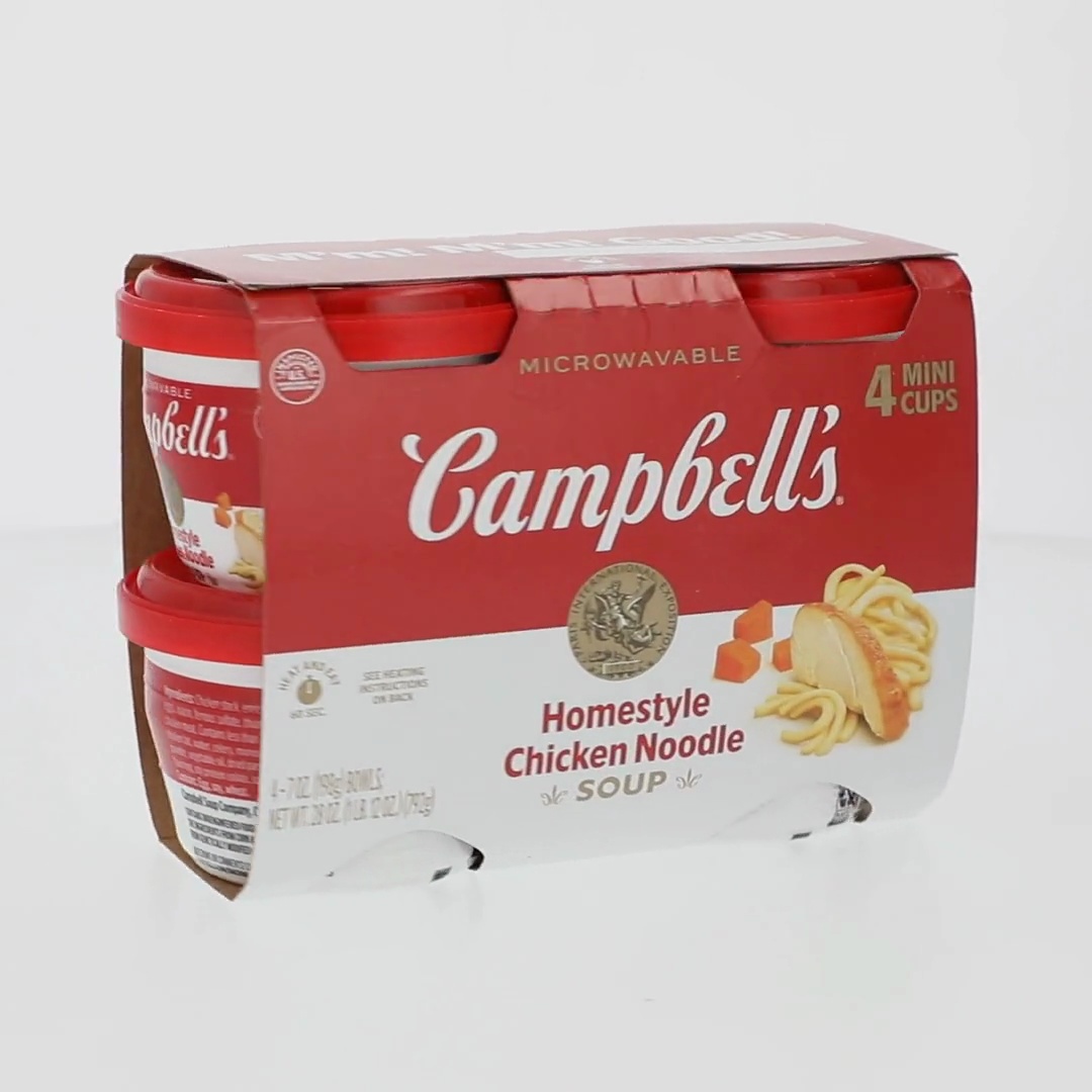 Campbell's Homestyle Chicken Noodle Soup, 7 oz Bowl, 4 Pack, with