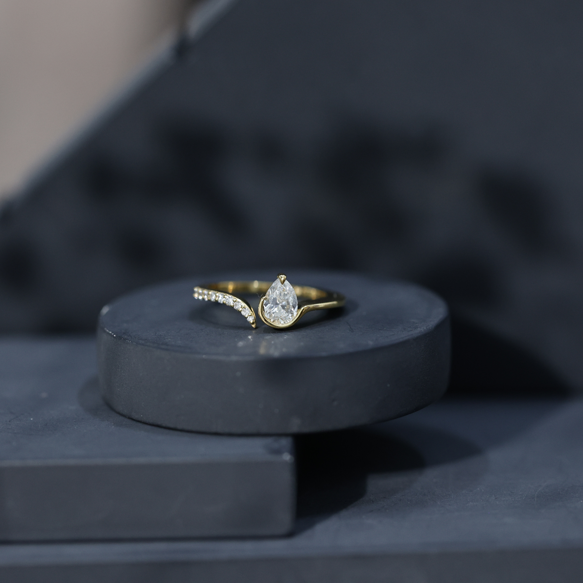 thumbnail video image 2 of Rosec Jewels Teardrop Promise Ring - 5X7 MM Pear Shaped Diamond Ring (Lab Grown, EF-VS Grade), 10K White Gold, US 12.00, 2 of 9