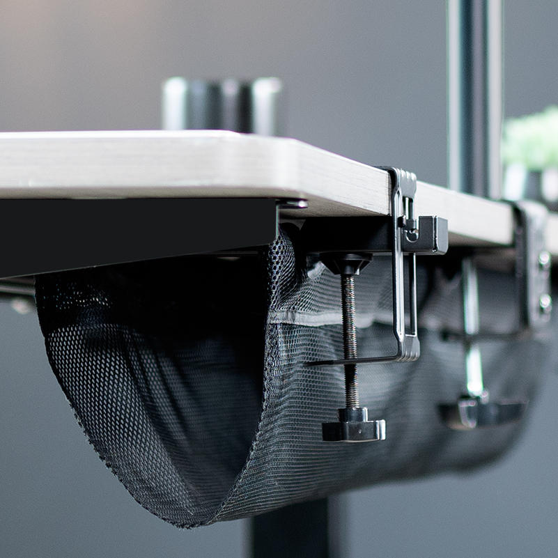 thumbnail video image 2 of VIVO Black 44" Clamp-on Under Desk Cable Net, Mesh Cable Management, 2 of 9