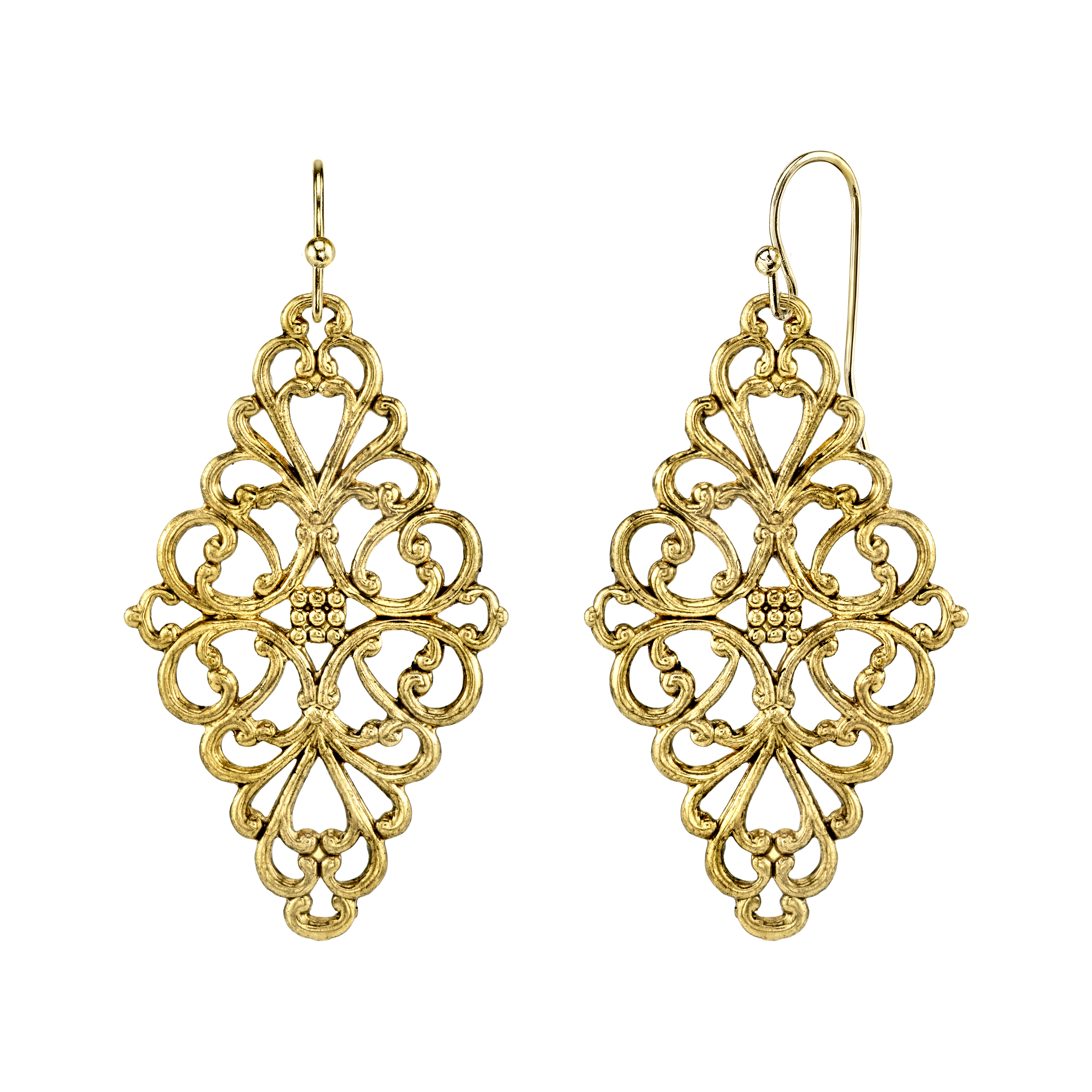 thumbnail video image 2 of 1928 Jewelry Filigree Diamond Drop Earrings, 2 of 4