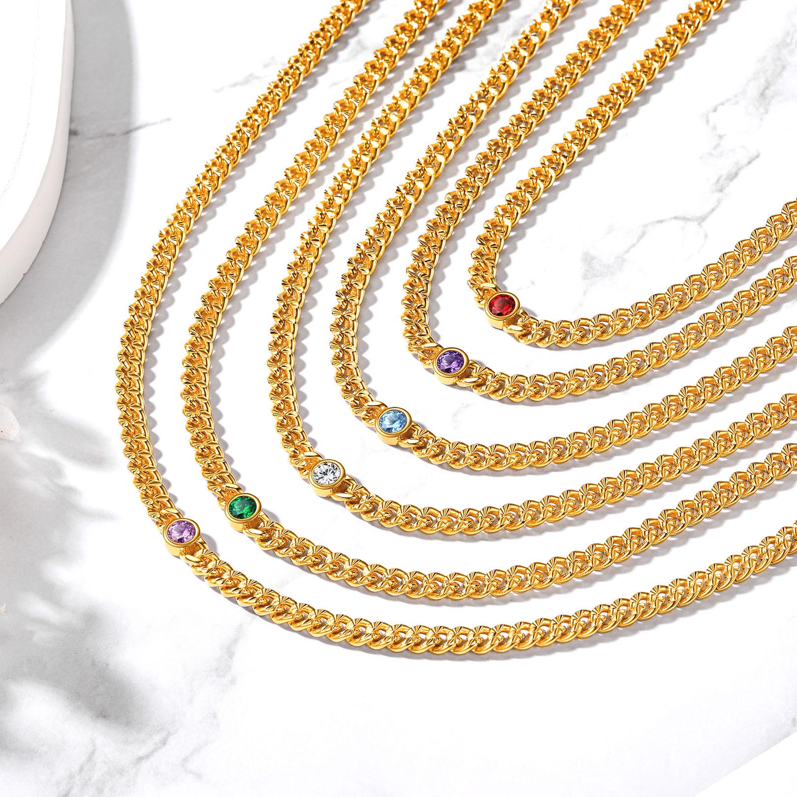 thumbnail video image 2 of FOCALOOK Cuban Chain Choker Necklace for Women Dainty Gold Plated February Birthstone Amethyst Crystal Gemstone Jewelry Valentine's Day Gifts for Mom Her, 2 of 8