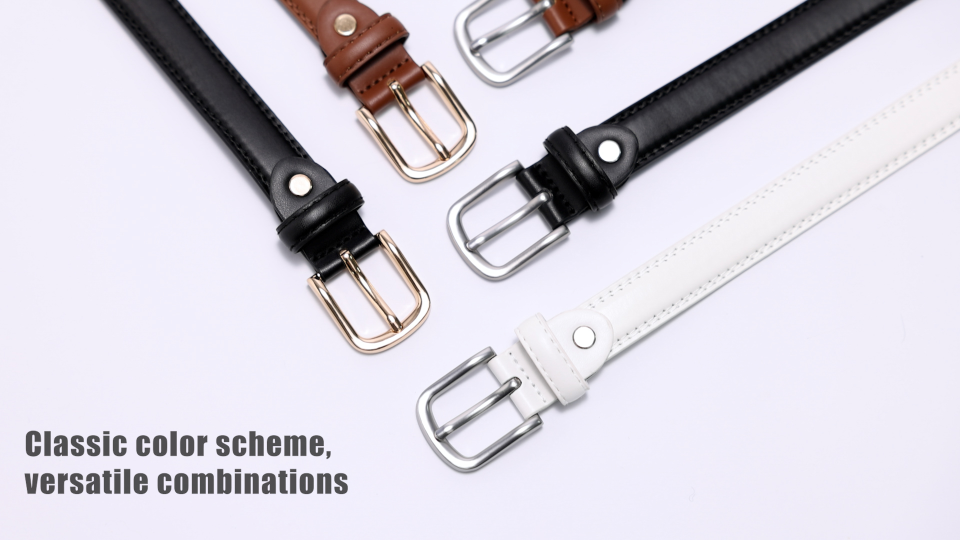 thumbnail video image 2 of Punplita Women Beige Belt Thin Belts for Women Belts for Jeans Ladies Belts, 2 of 9