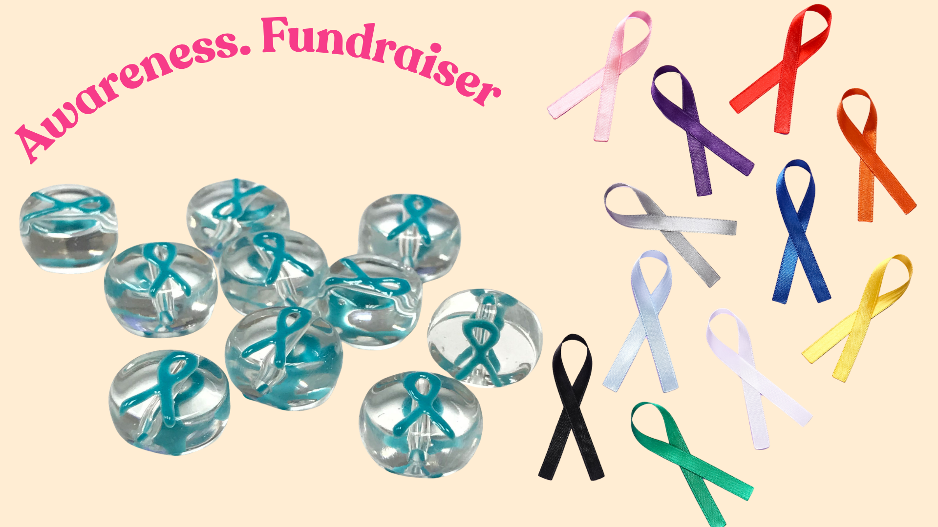 thumbnail video image 2 of Ribbon Cancer Glass Beads for Jewelry Making, Ovarian Prostate Awareness, Turquoise, 10mm, 10 pcs, 2 of 10
