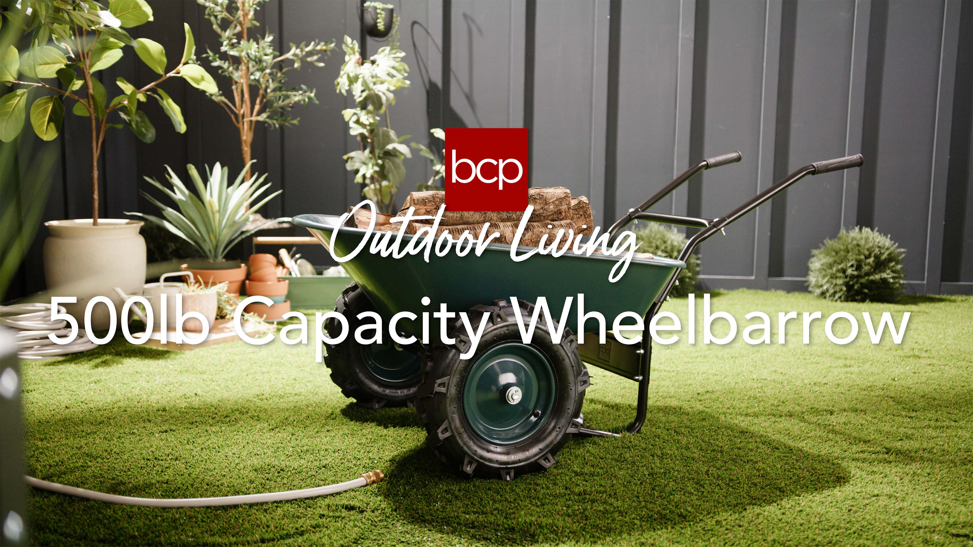 thumbnail video image 2 of Best Choice Products 16" Performance Tires Dual-Wheel Wheelbarrow Cart, 500Lb Capacity, Extra Large Wheels - Black, 2 of 9