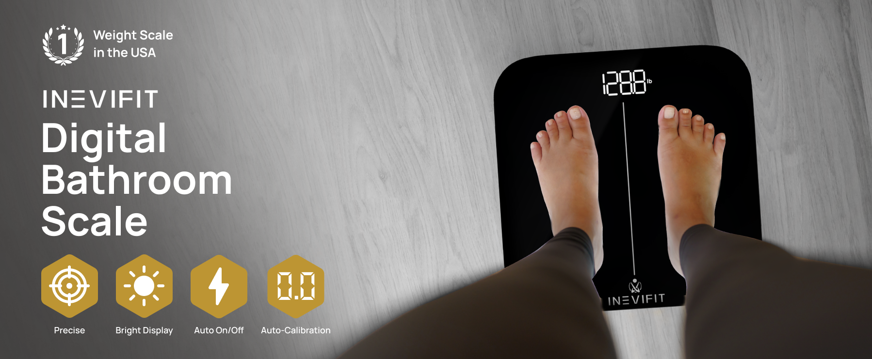 thumbnail video image 2 of INEVIFIT Bathroom Scale, Highly Accurate Digital Bathroom Body Scale. With 5-Year Warranty - Black, 2 of 7