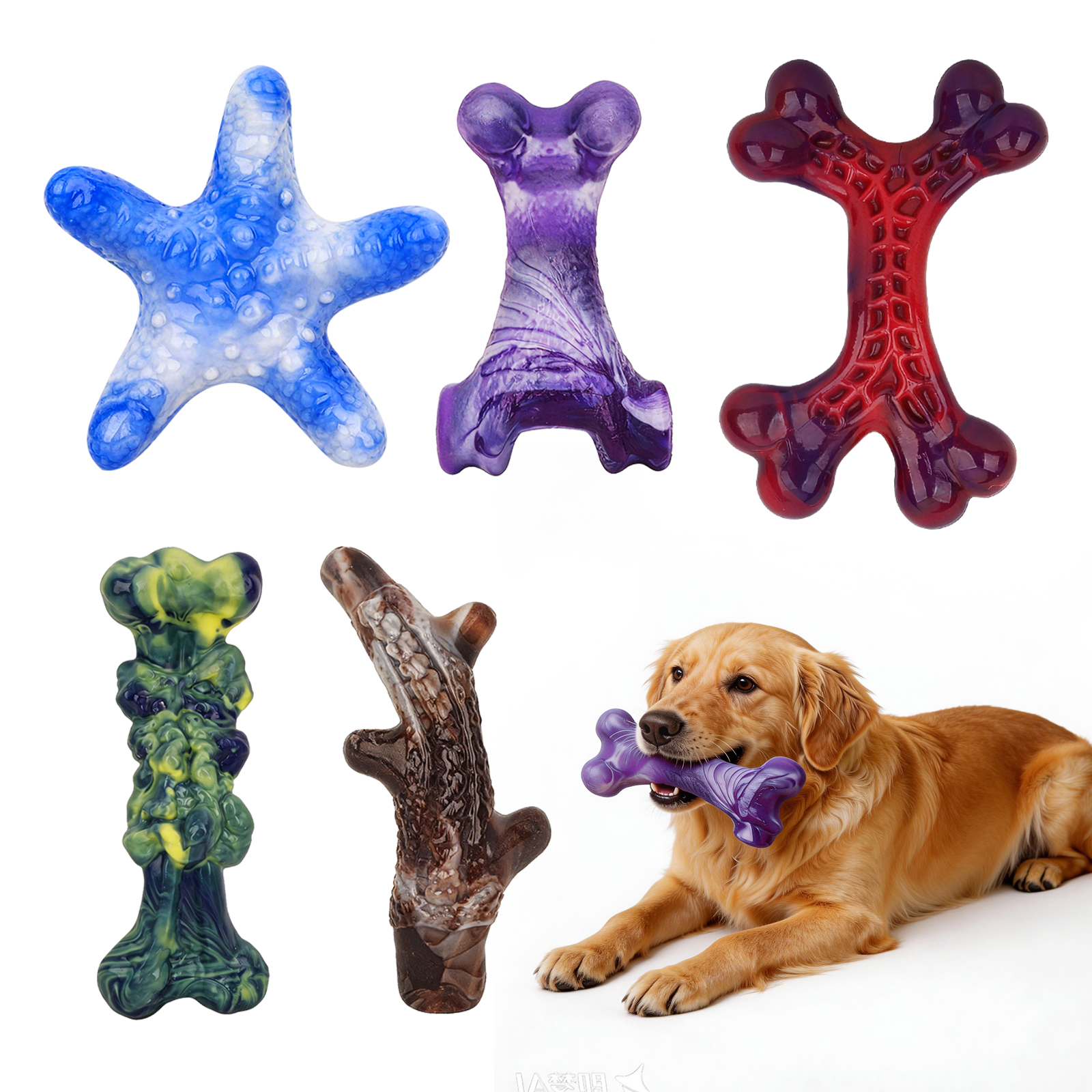thumbnail video image 2 of Aelflane 5 Pack Dog Toys for Aggressive Chewers,Ultimate Indestructible Dog Toy Bundle for Medium & Large Dogs, Dental Care at Home Dog Chew Toy Bundle,Interactive Dog Toys Play for Medium Large Dog, 2 of 9