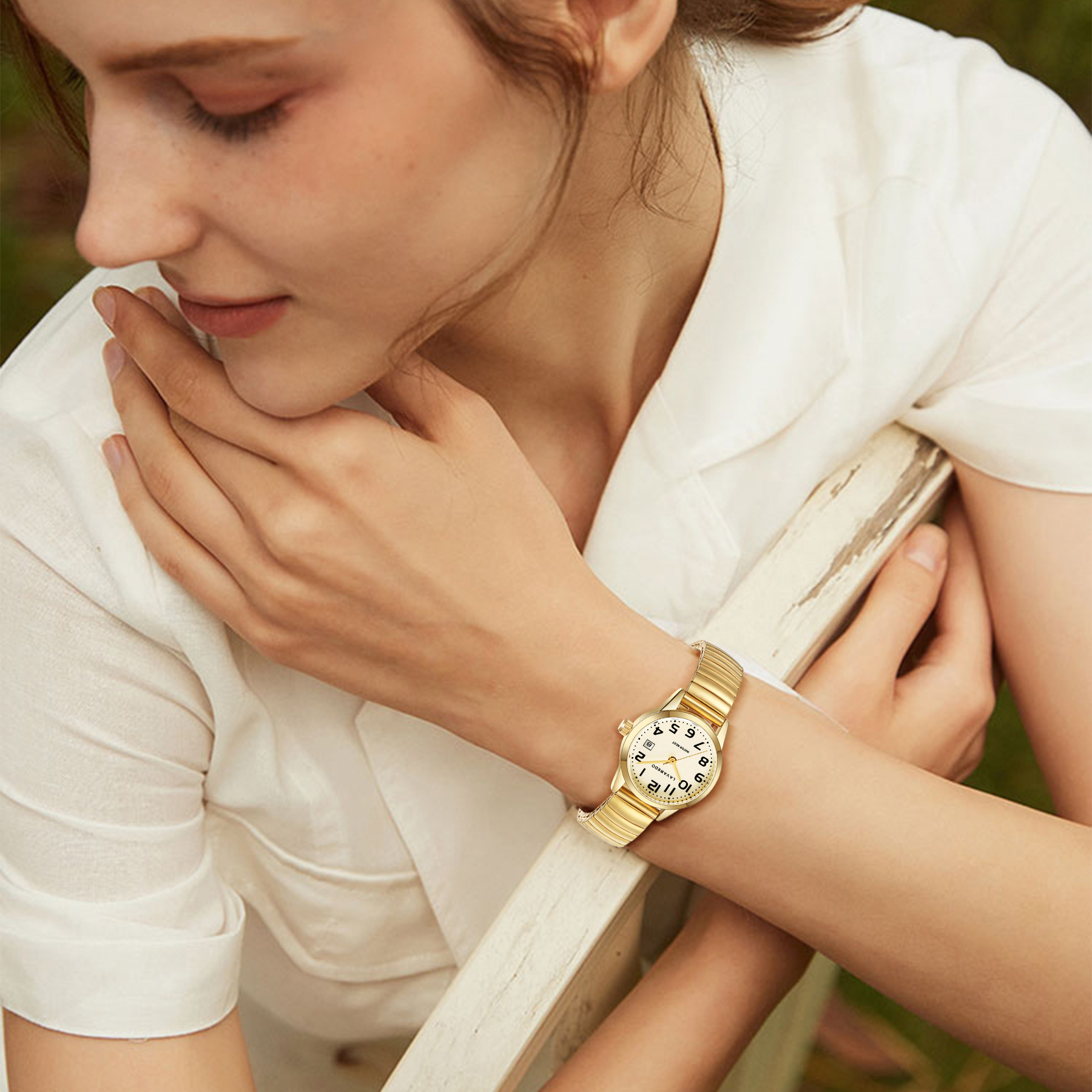thumbnail video image 2 of Watches for Women Easy Reader Analog Ladies Quartz Watches with Stainless Steel Expansion Band, Waterproof Watches Gift For Women -S Size, 2 of 9