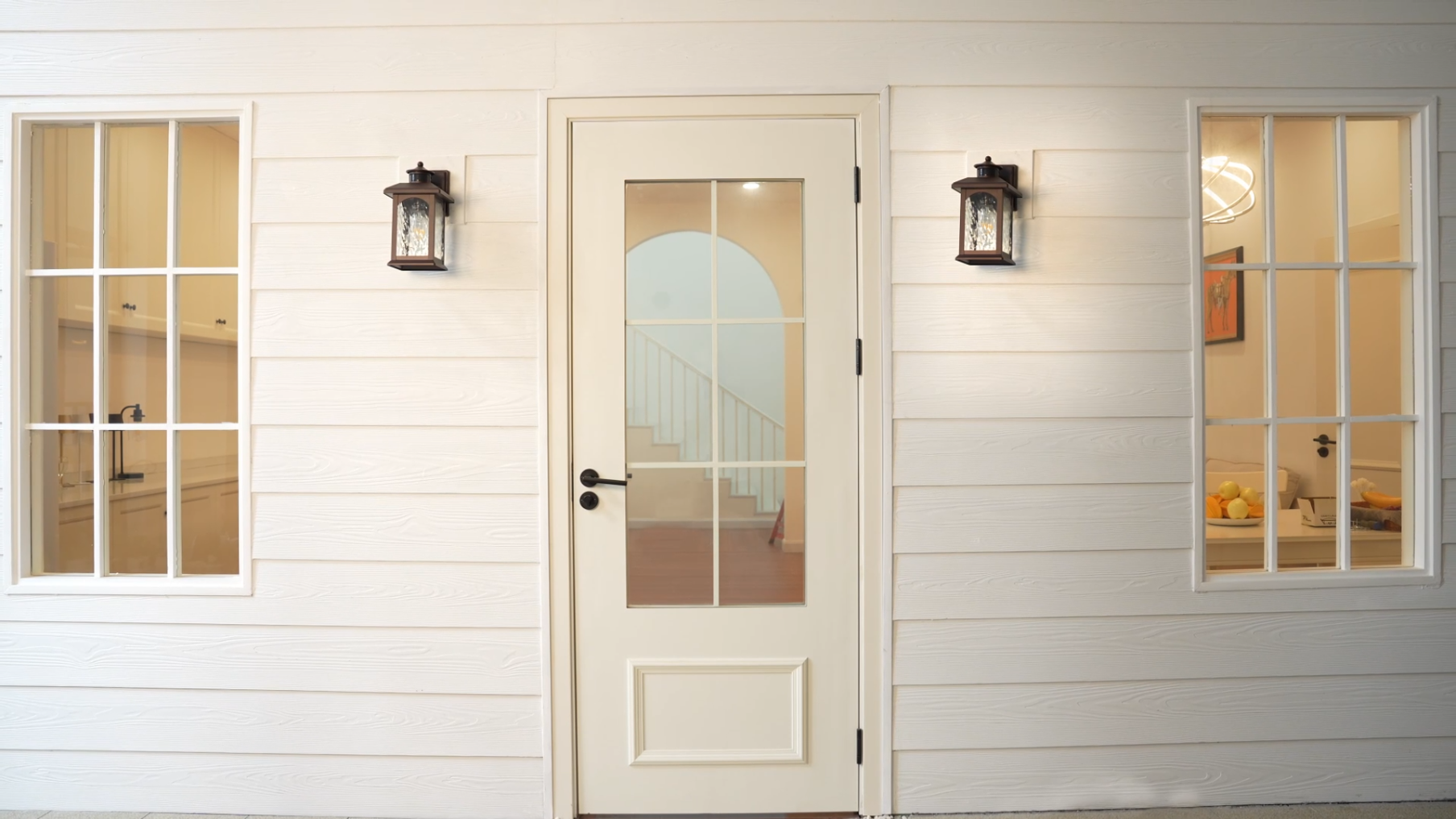 thumbnail video image 2 of C Cattleya 2-Pack 12in. Oil Rubbed Bronze Motion Sensor & Dusk to Dawn Outdoor Wall Lantern with Water Ripple Glass, 2 of 8