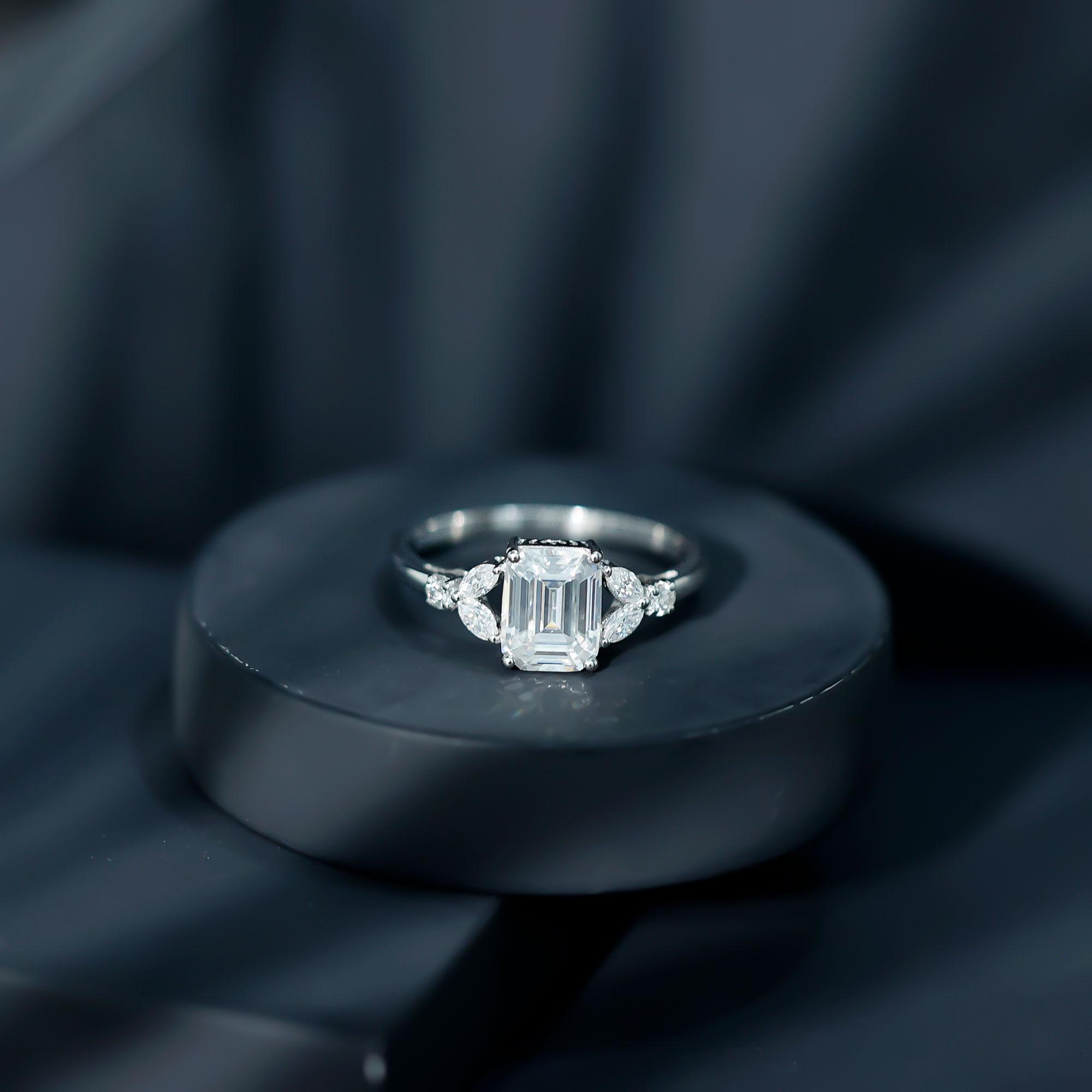 thumbnail video image 2 of Rosec Jewels 2.3 Carat Emerald Cut Moissanite Engagement Ring (6X8 mm, D-VS1 Grade) - Statement Ring - Jewelry Box Included, US 5.00, 2 of 8
