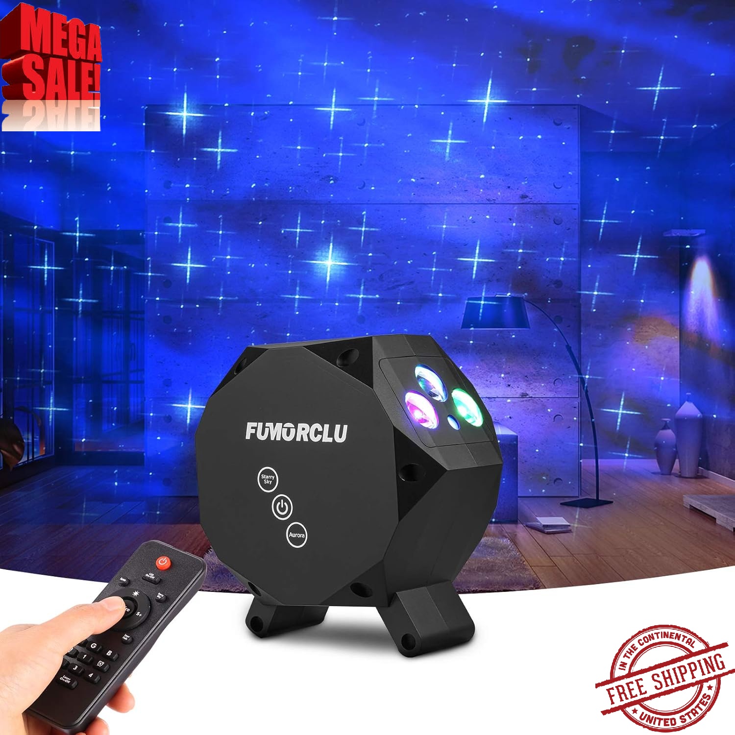 thumbnail video image 2 of FUMORCLU Christmas Galaxy Star Projector Bluetooth Music Speaker LED Night Lights, 2 of 7