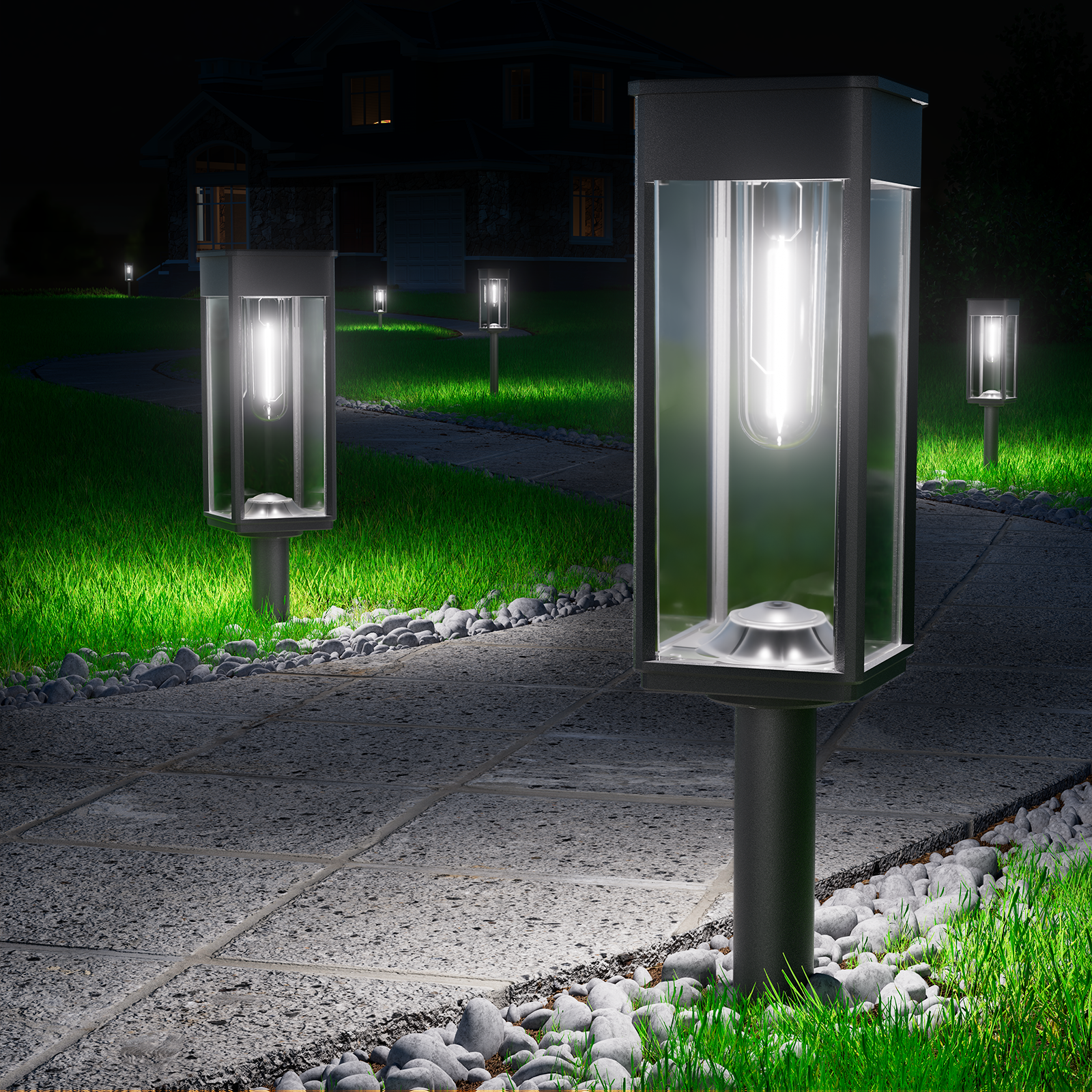 Bitpott BITPOTT Solar Pathway Lights Outdoor Waterproof 8 Pack, Auto IP65 ...
