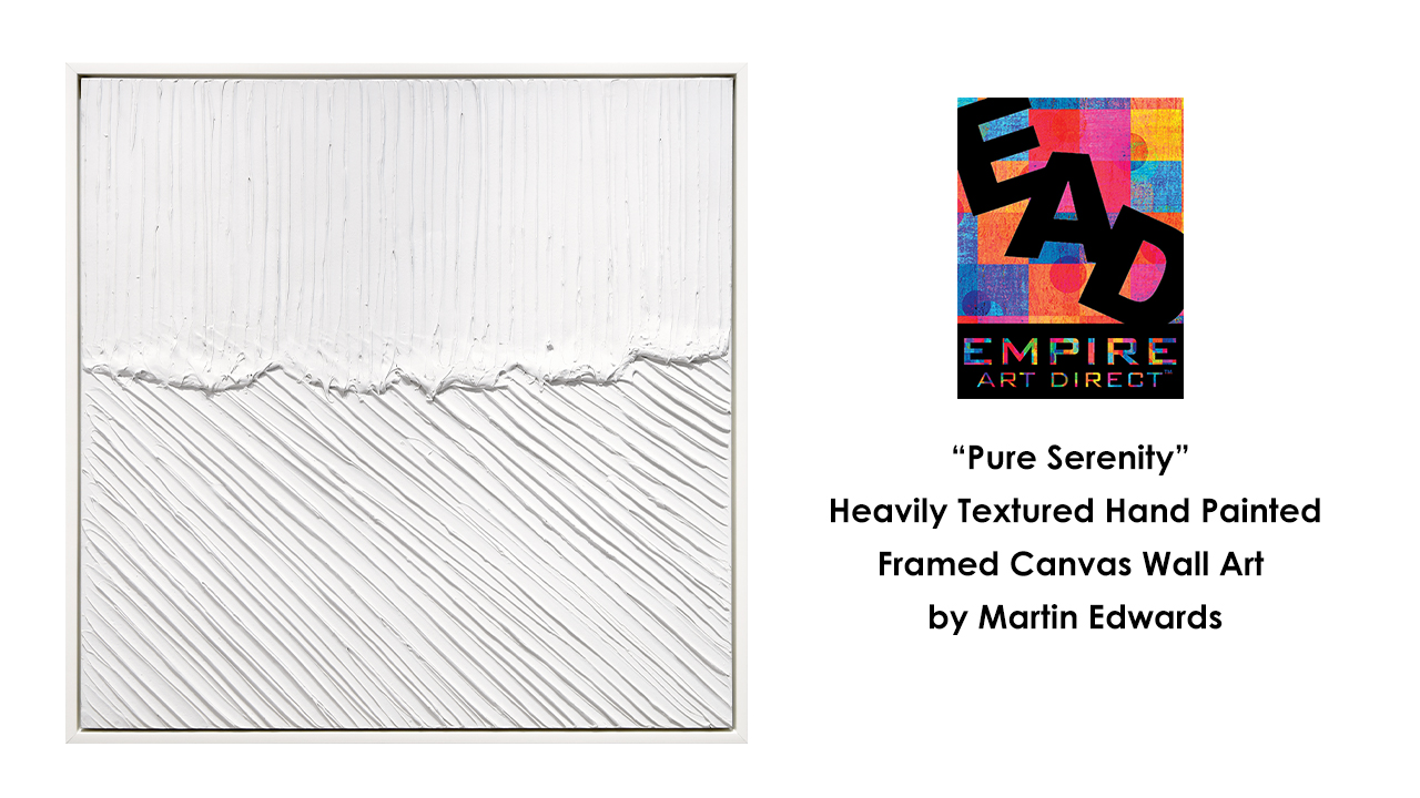 thumbnail video image 2 of Pure Serenity Heavily Textured Hand Painted White Framed Canvas Wall Art, 2 of 10