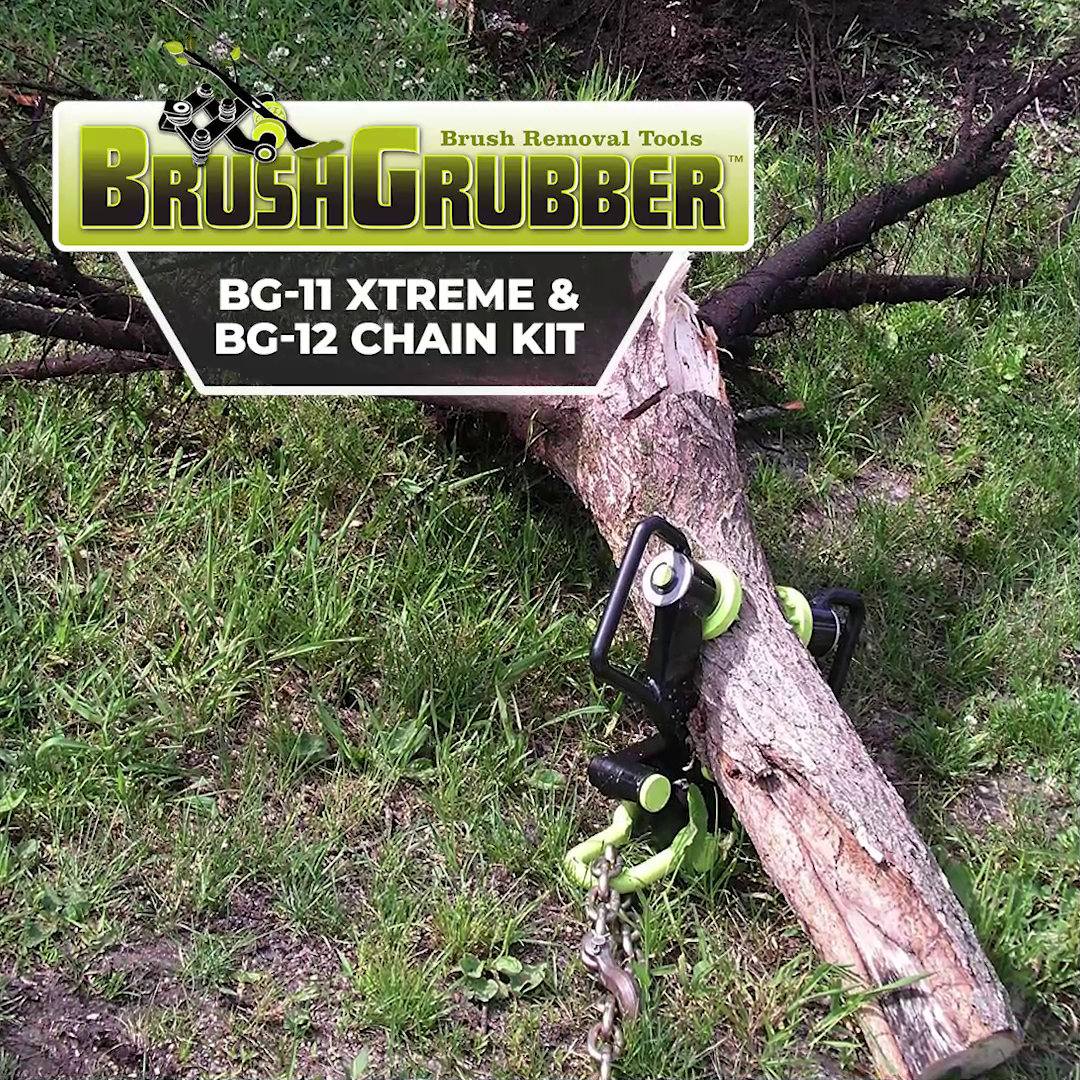 thumbnail video image 2 of Brush Grubber BG-11 XTREME Brush & Tree Puller Remover Tool & Chain, 2 of 9
