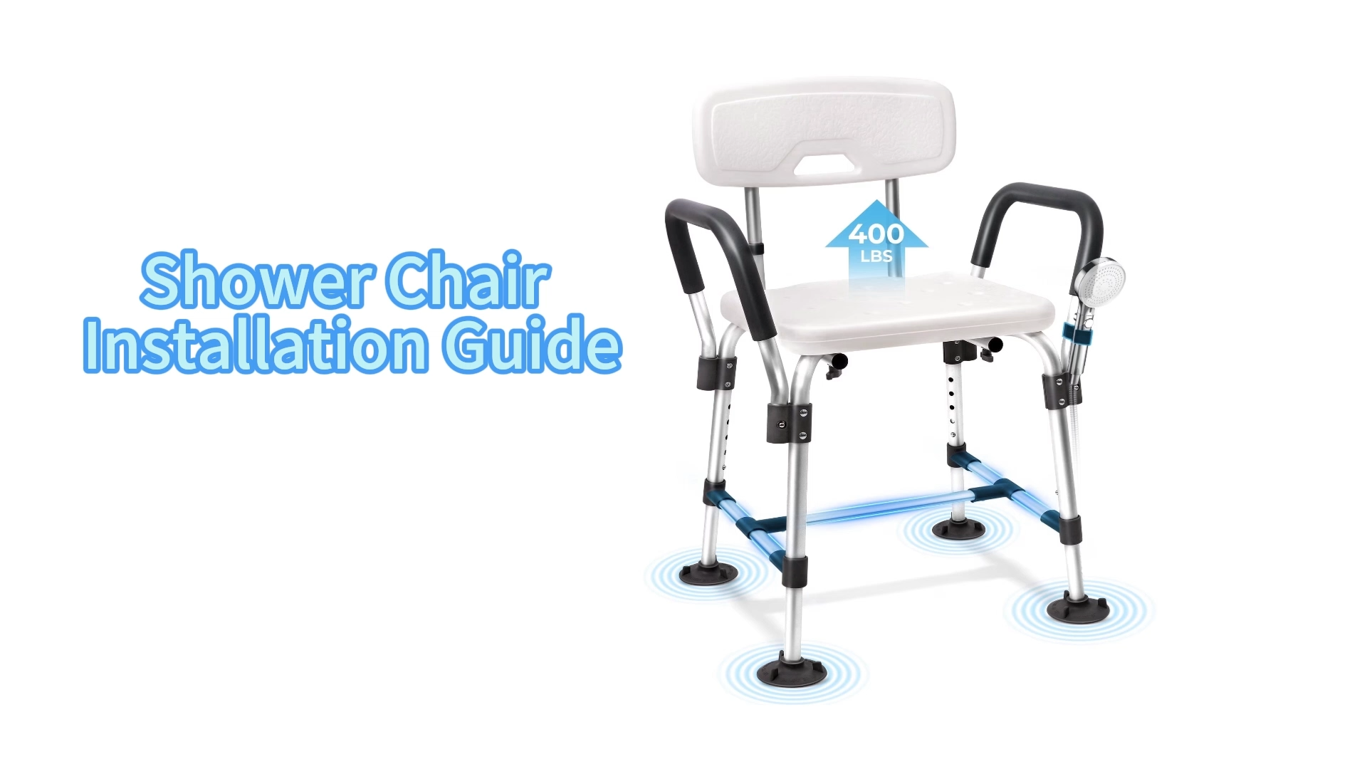 thumbnail video image 2 of COSYWILL Shower Chair for Inside Shower,Bath Chair with Arms and Back,Heavy Duty Safety Shower Bench with Height Adjustable Bath Seat,White, 2 of 8