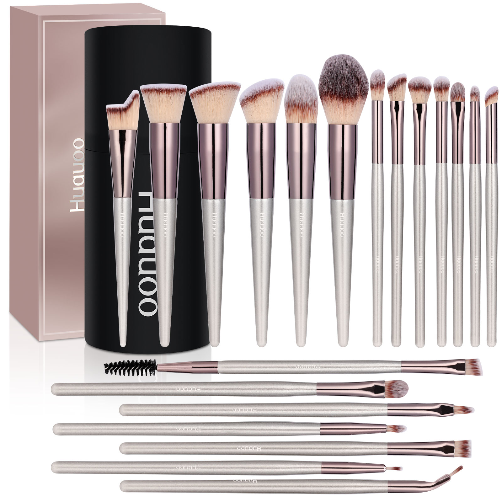 thumbnail video image 2 of Huauoo Makeup Brush Set 20 Pcs, Foundation Powder Concealers Eye Shadows Blush Makeup Brushes, 2 of 9