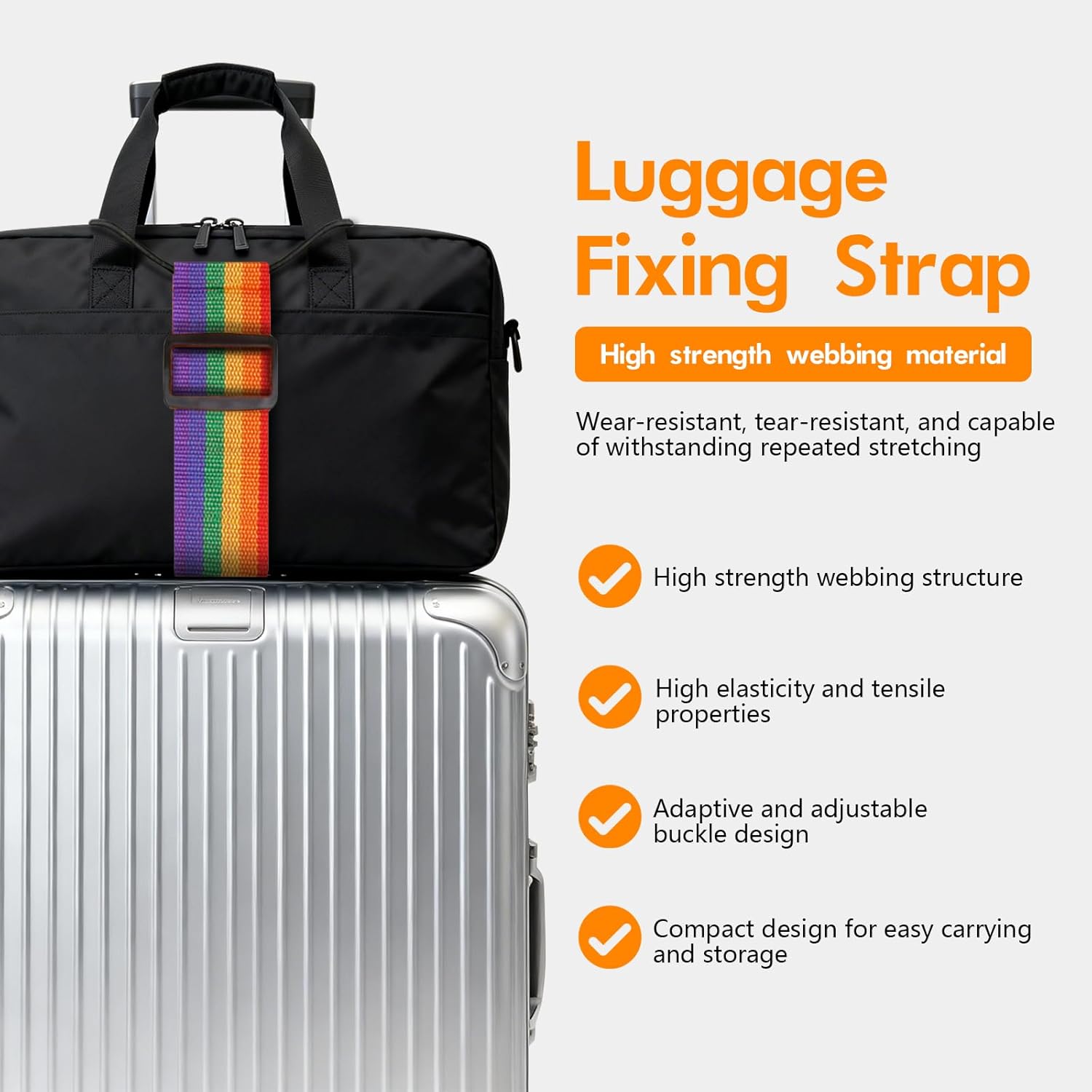 thumbnail video image 2 of Multi Use Strong Adjustable Luggage Connector Straps,Add-a-Bag Travel Belt with Elastic Bungee, Waterproof & Heavy-Duty Suitcase Strap for Carry-On, Backpack, Tote, 2 of 8