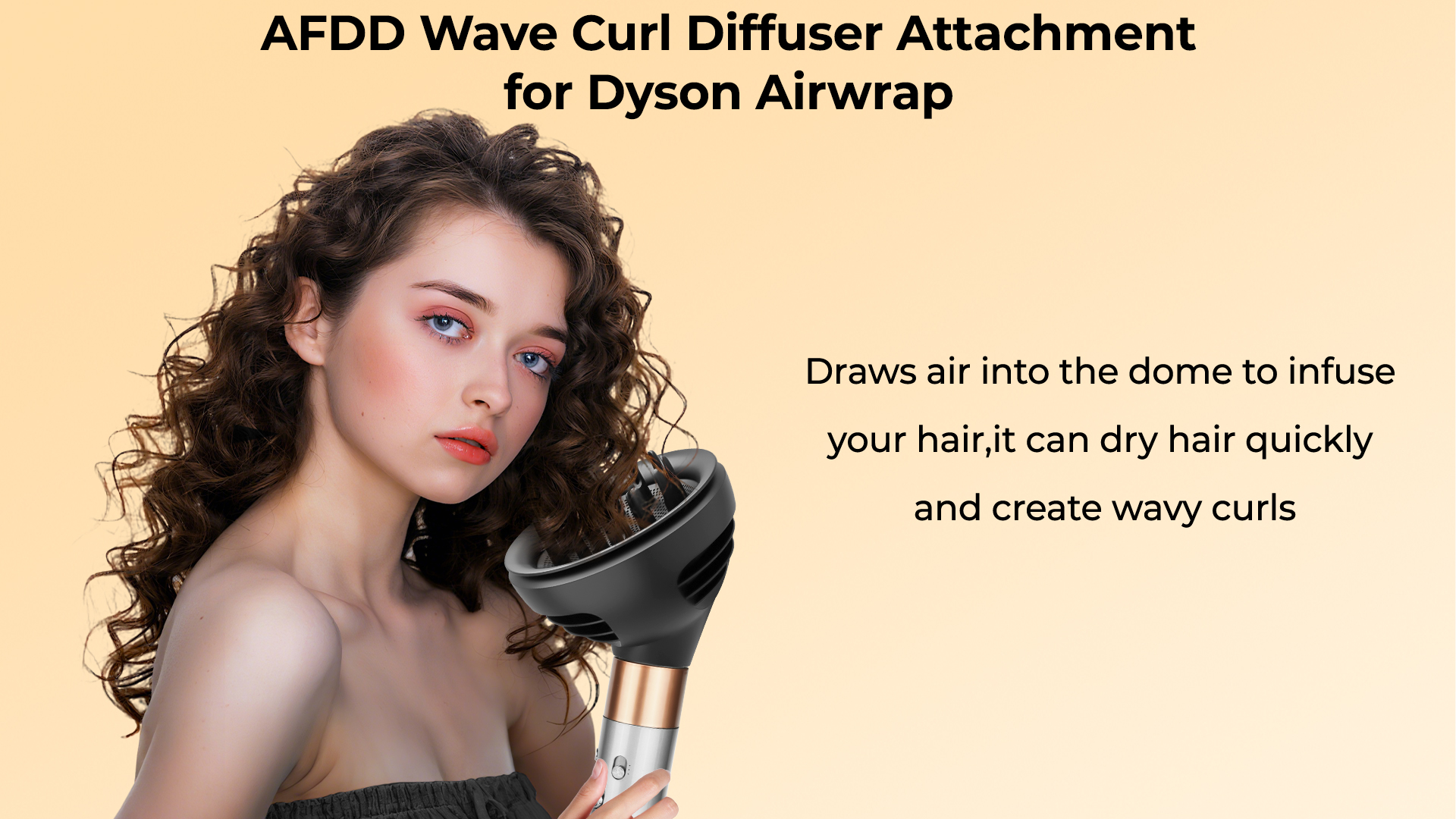 thumbnail video image 2 of AFDD Wave Curl Diffuser Attachment compatible with Dyson Airwrap HS01 HS05 HS08 Upgraded Hair Diffuser Nozzle Dome and Diffuse Modes to Dryer Faster and Define Curls Hair, 2 of 9