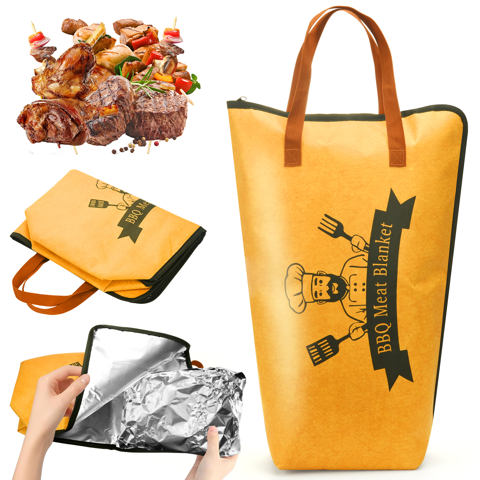 thumbnail video image 2 of 21-Inch Grilling Insulated Bag - 5-Layer Heat Insulation, Leak-Proof Double-Zipper for BBQ Camping, 2 of 11