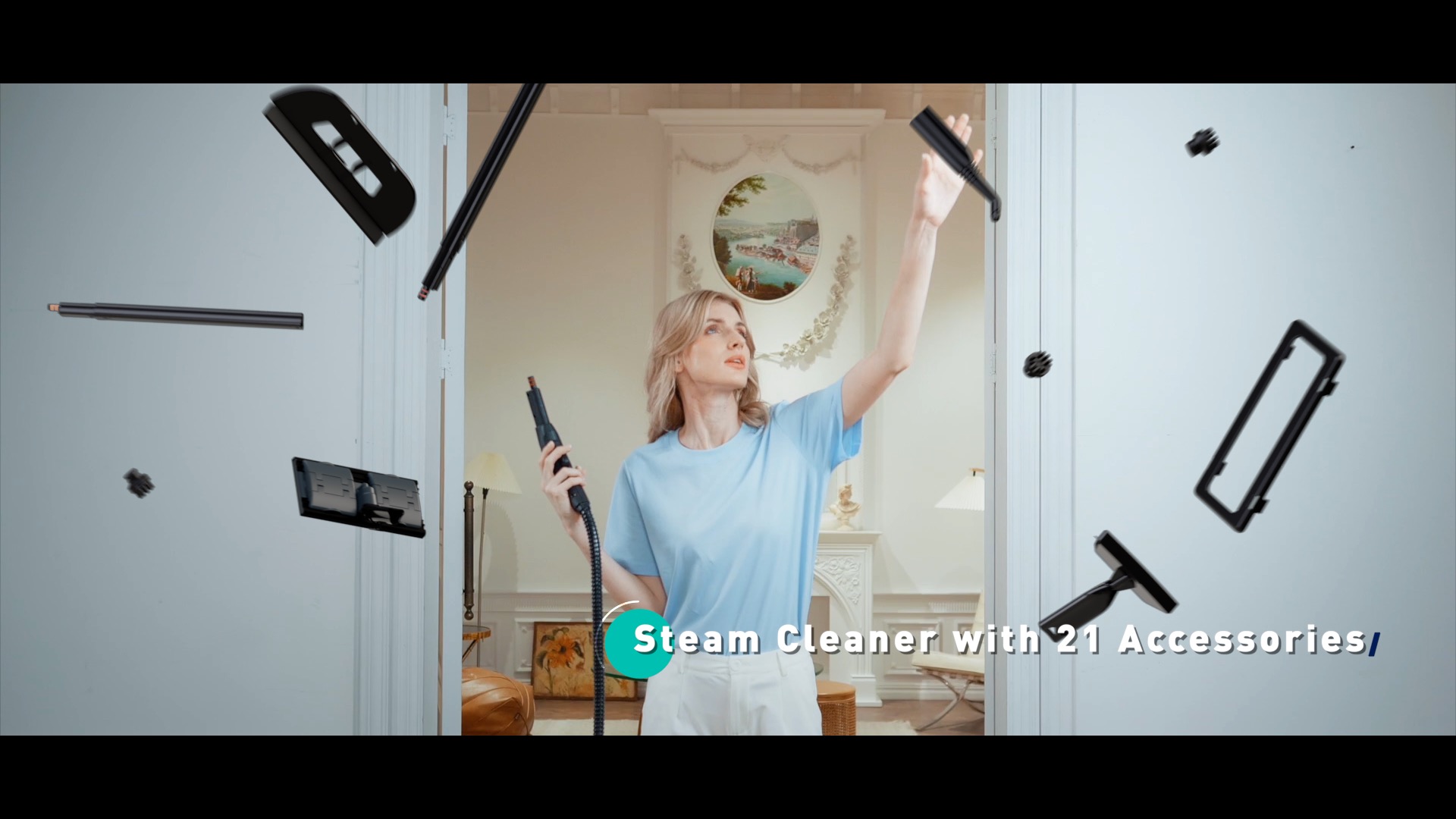 thumbnail video image 2 of Steam Cleaner, Aspiron Steamer with 21 Accessories, Portable Multipurpose Steam Cleaner for Car, 5 Mins Heating with 1.5L Tank, Heavy Duty Steam Cleaner Carpet and Upholstery, Floors, Tiles, Car, 2 of 8