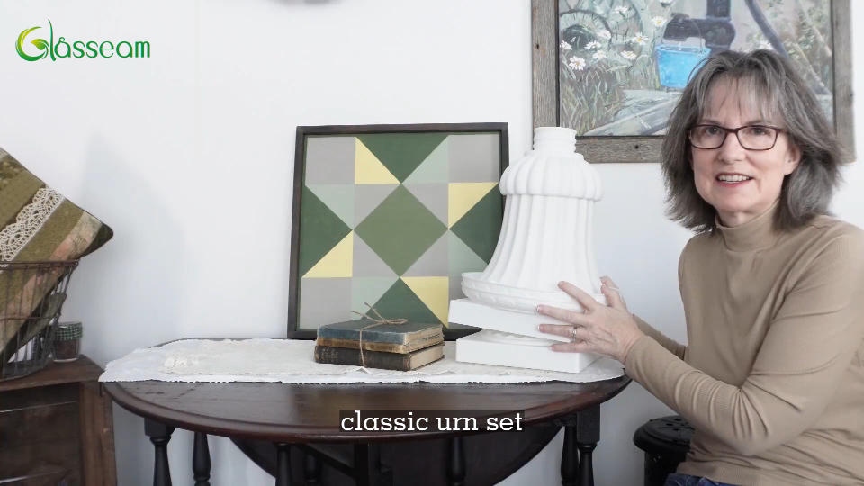 thumbnail video image 2 of Plastic Urn Planter 13.8 inch White Pedestal Planters Set of 2, 2 of 9