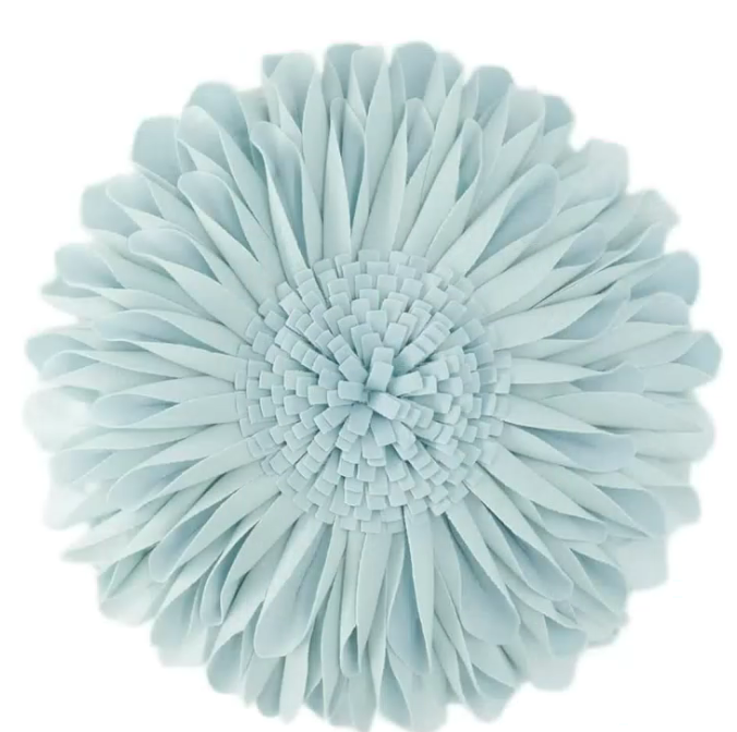 thumbnail video image 2 of JWH 3D Handmade Aesthetic Decorative Velvet Flower Throw Pillows Soft Sunflower Pillow for Bedroom Couch Bed Decor 14inch Light Blue, 2 of 10