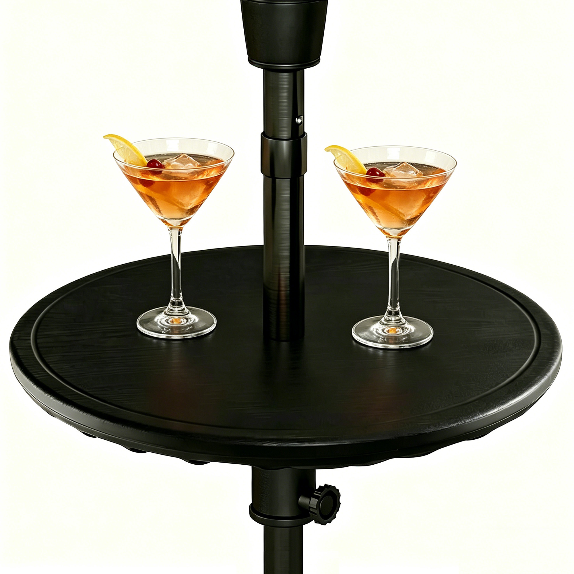 thumbnail video image 2 of Kool Outdoor Patio Adjustable Umbrella Table Used with Paito Umbrella and Base in Black, 2 of 9
