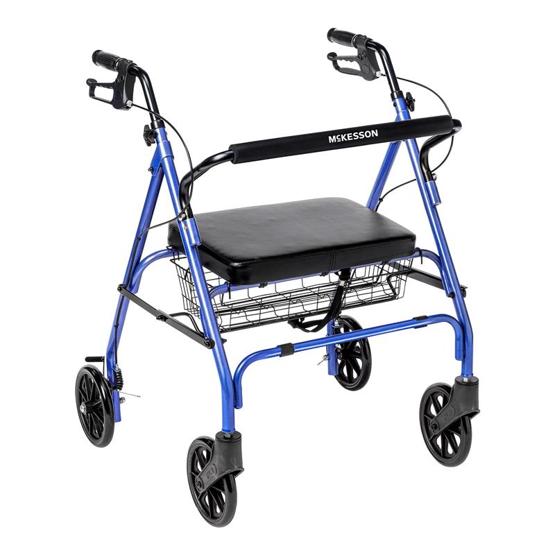 thumbnail video image 2 of McKesson Bariatric Rollator Adjustable Height / Folding Steel 35.25 to 39.5 inch Handle Height 146-10215BL-1, 2 of 6