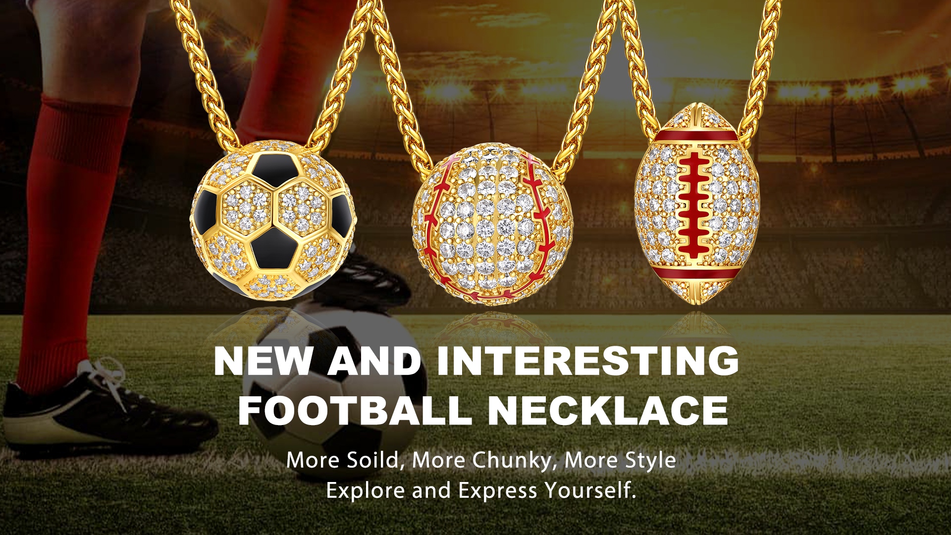 thumbnail video image 2 of Bestyle Men Gold Plated American Football Necklace Sparkle CZ Rugby Ball Sport Necklace Pendant Jewelry Gifts for Ball Game Lover Fans, 2 of 9