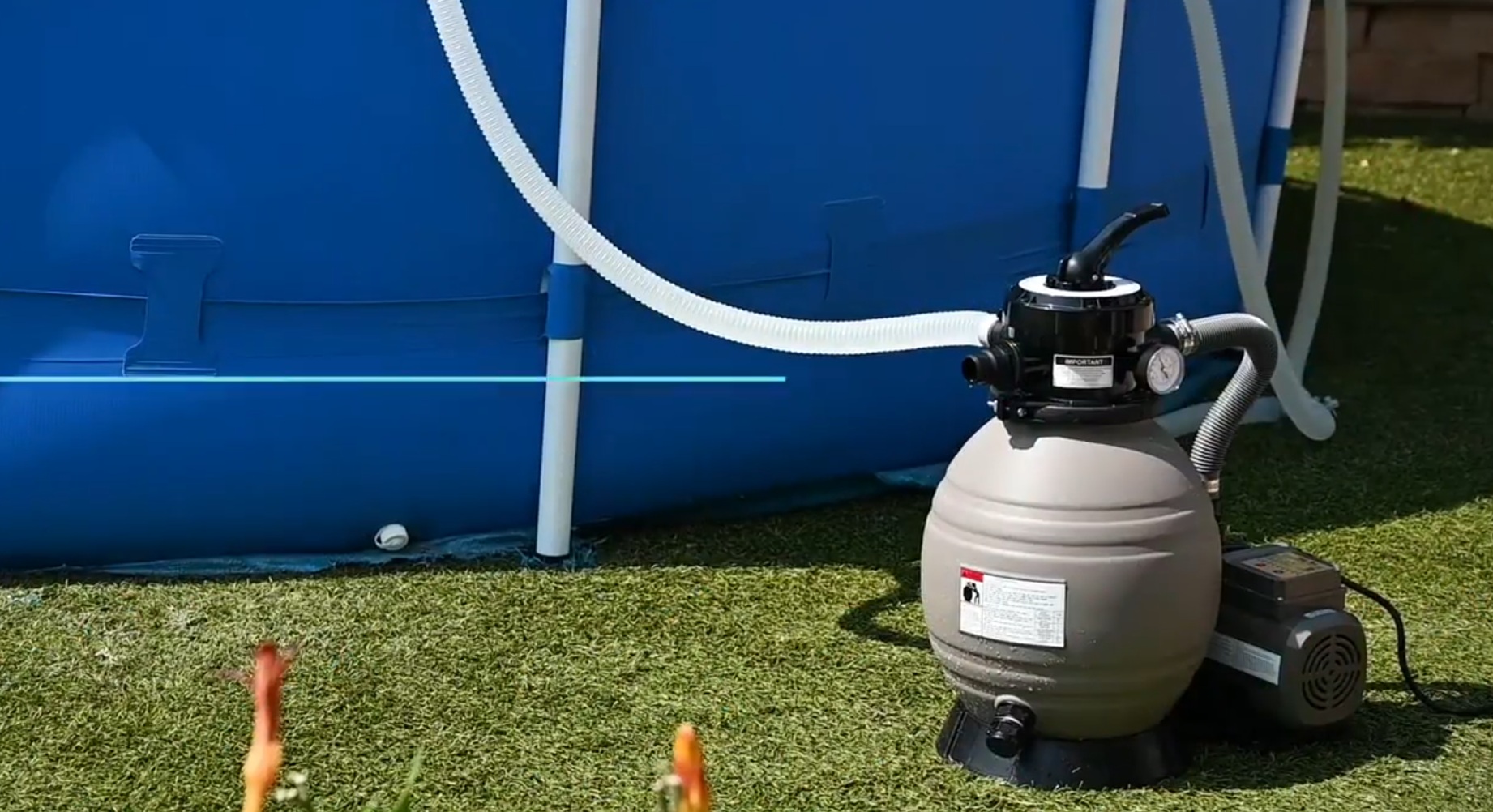 thumbnail video image 2 of XtremepowerUS Sand Filter Pump for Above Ground Pool, 2640GPH, 0.75HP Pool Pump With Timer, 2 of 8