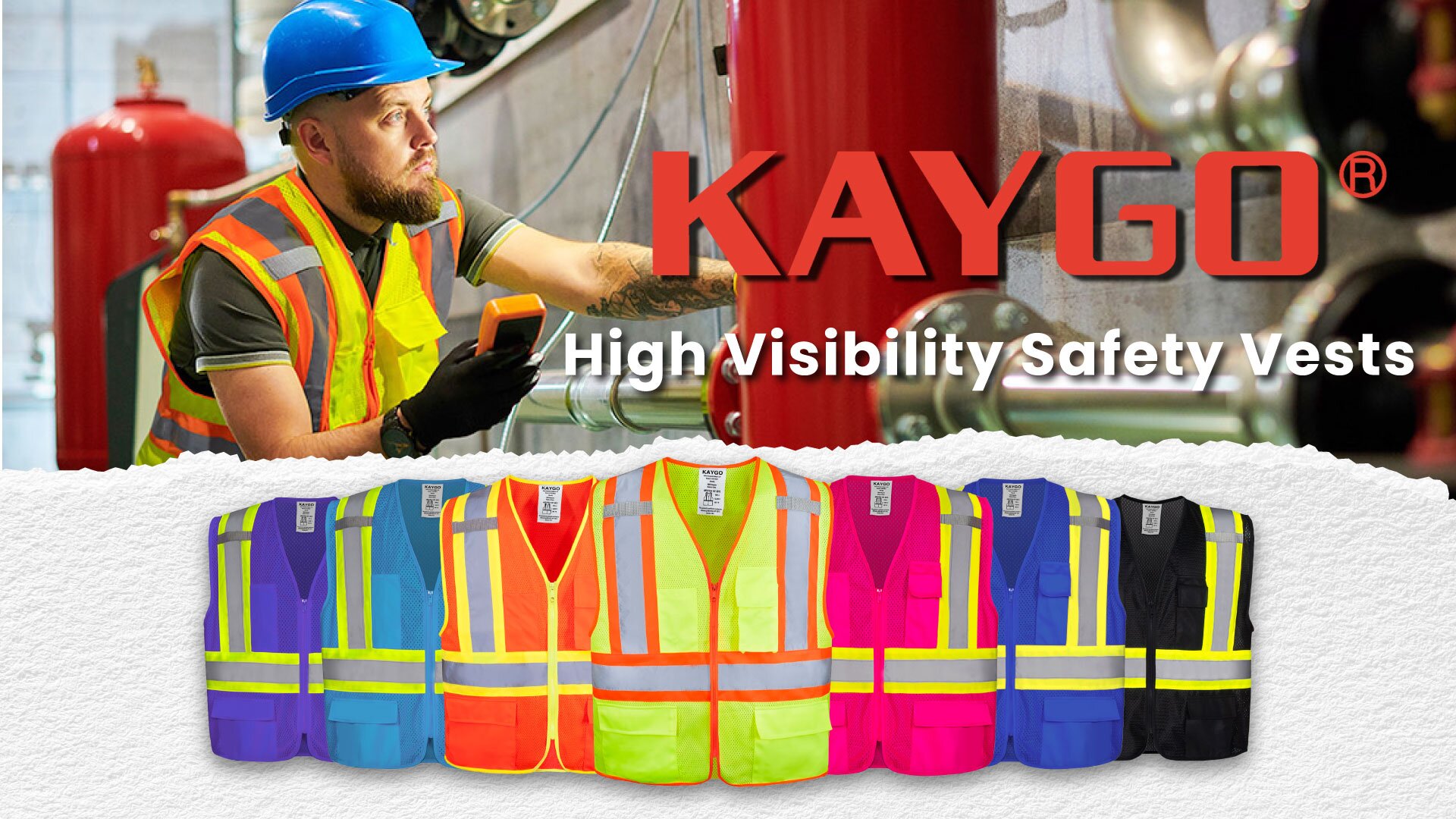 thumbnail video image 2 of KAYGO Safety Vest with Pockets - High Visibility Reflective Vest ANSI Class 2 Construction Vest, 2 of 6