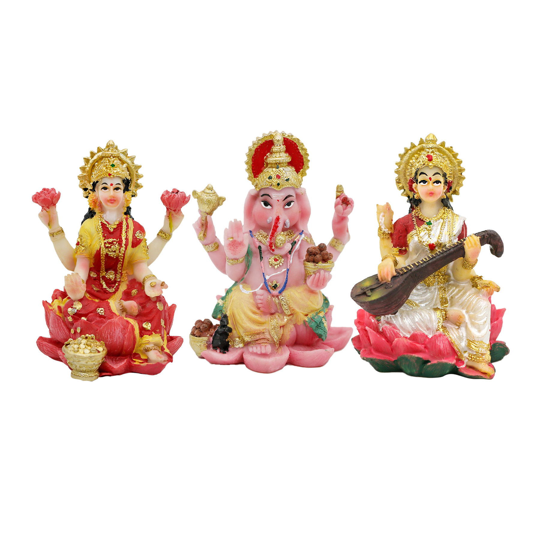 thumbnail video image 2 of Hindu Laxmi Ganesh Saraswati Statue - 2.5”H India God Lakshmi Ganesha Figurine for Car Dashboard Decor Indian Wedding Baby Shower Return Gifts Diwali Gifts Home Office Pooja Item, 2 of 10