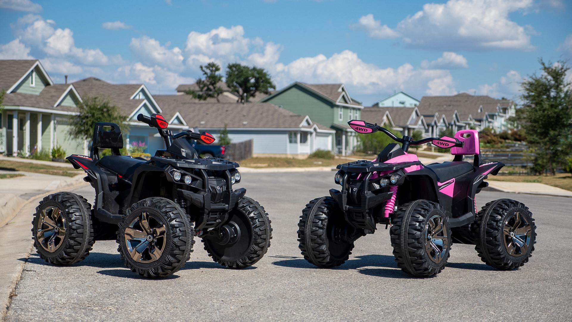 thumbnail video image 2 of Joyracer 4WD ATV for Kids, 24 Volt Ride on Toys, Power ATV Wheels with 800W Motor, Remote, Bluetooth Music, Horn, LED for Big Kids Gift, Red, 2 of 15