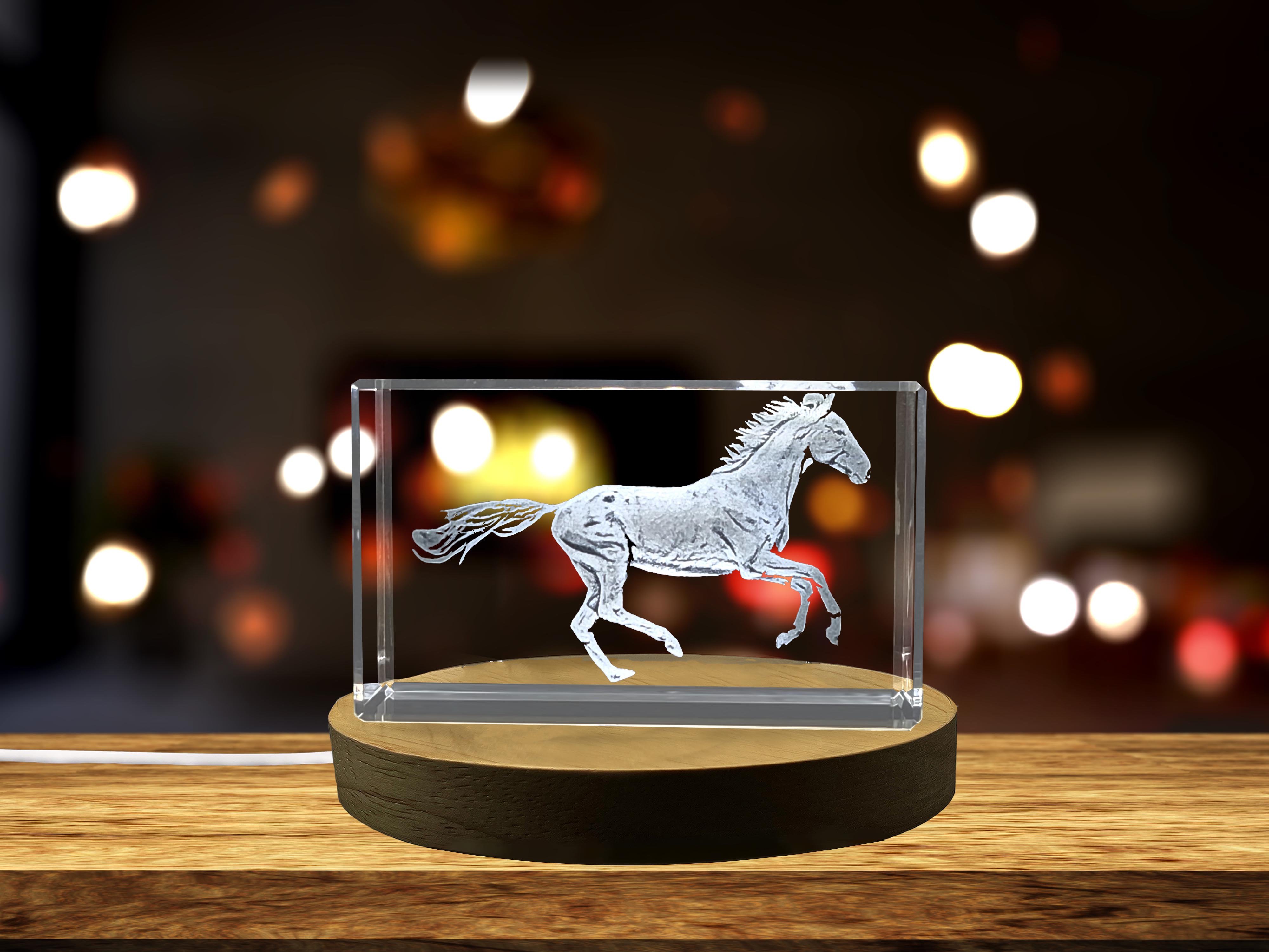 thumbnail video image 2 of Akhal-Teke Horse 3D Engraved Crystal Gift | Golden Horse Crystal Statue, 2 of 7